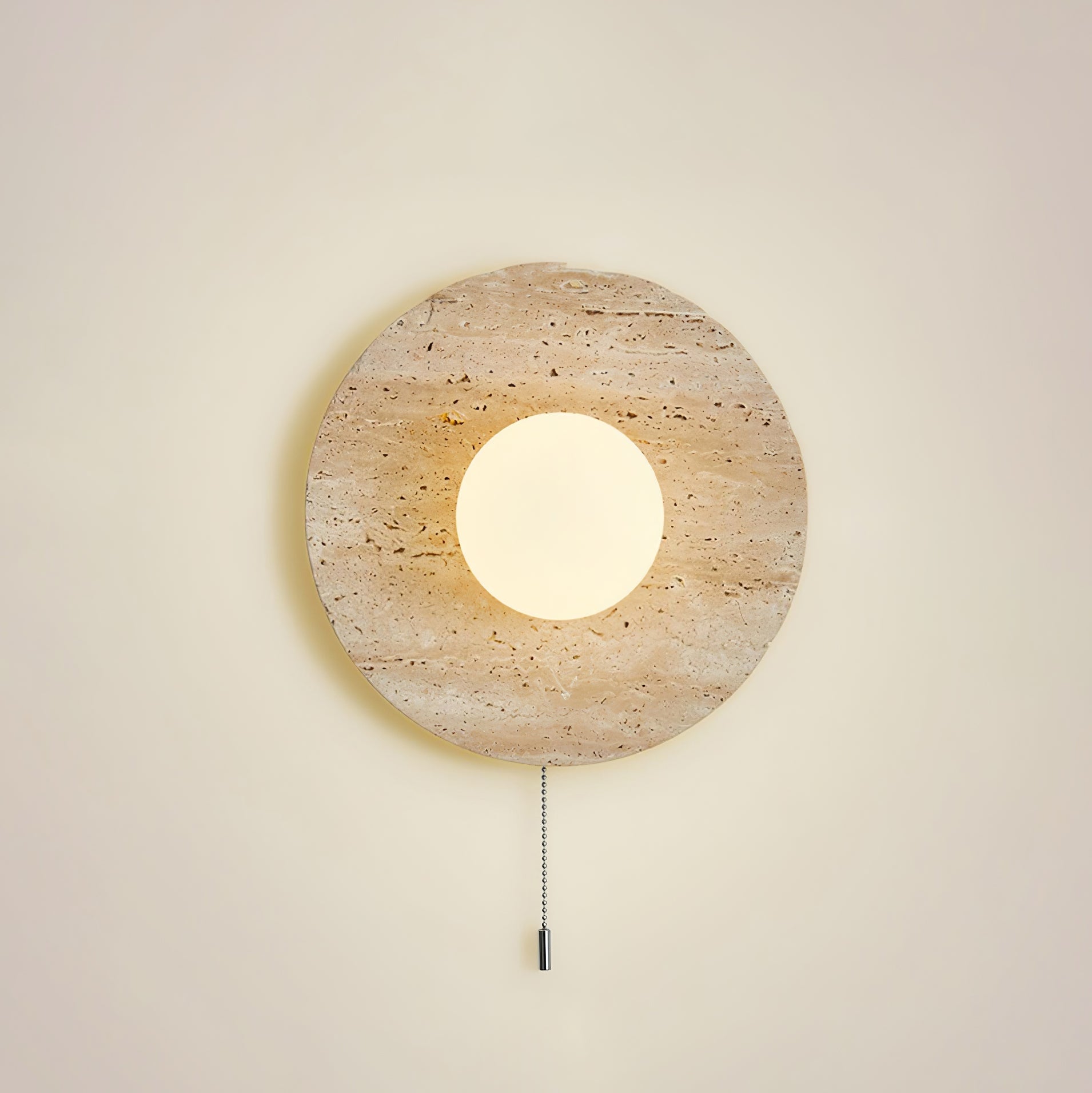 Vephair Bowl-Frame Travertine Wall Light - Blowlighting
