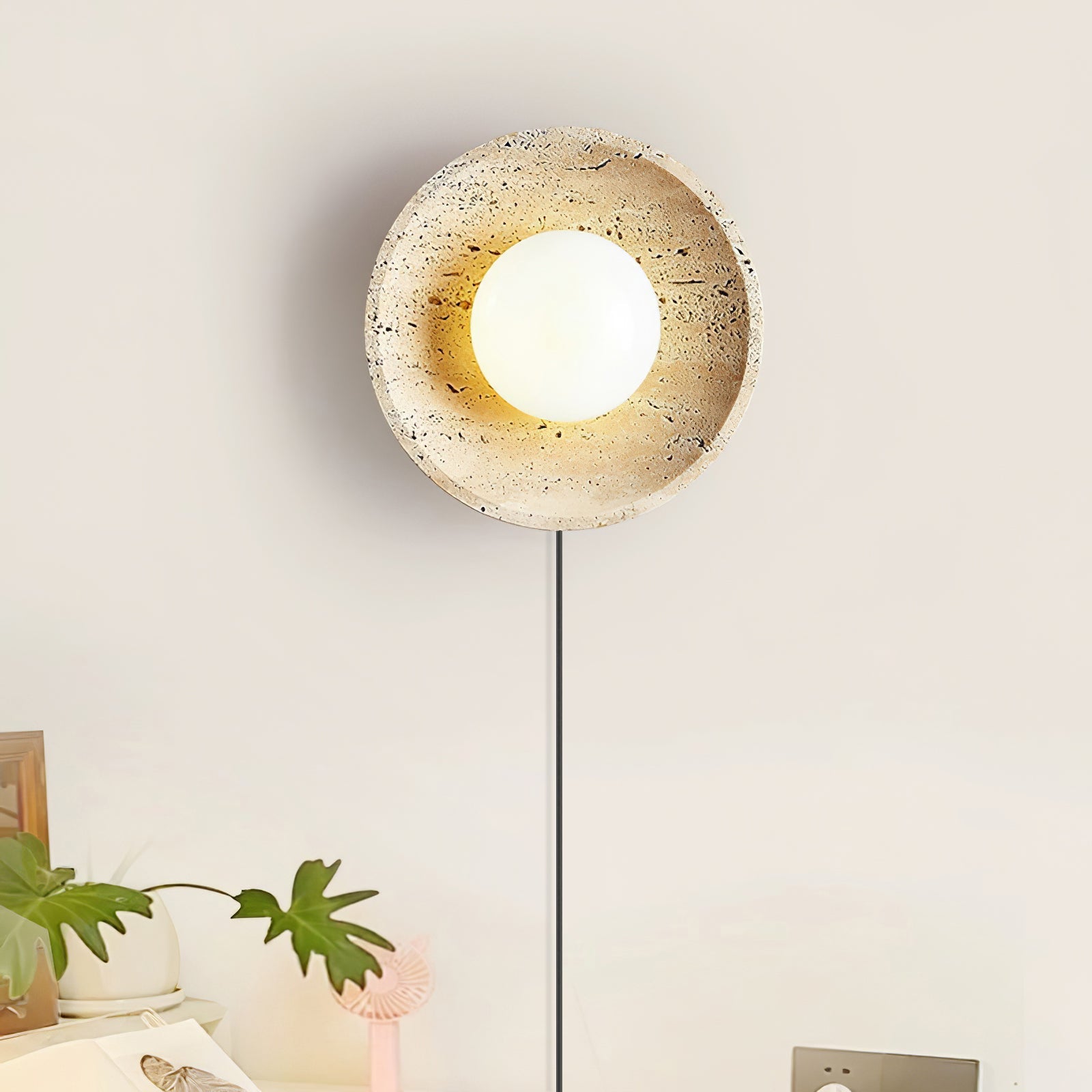 Cocarila Ring Shade Travertine Wall Light - Blowlighting