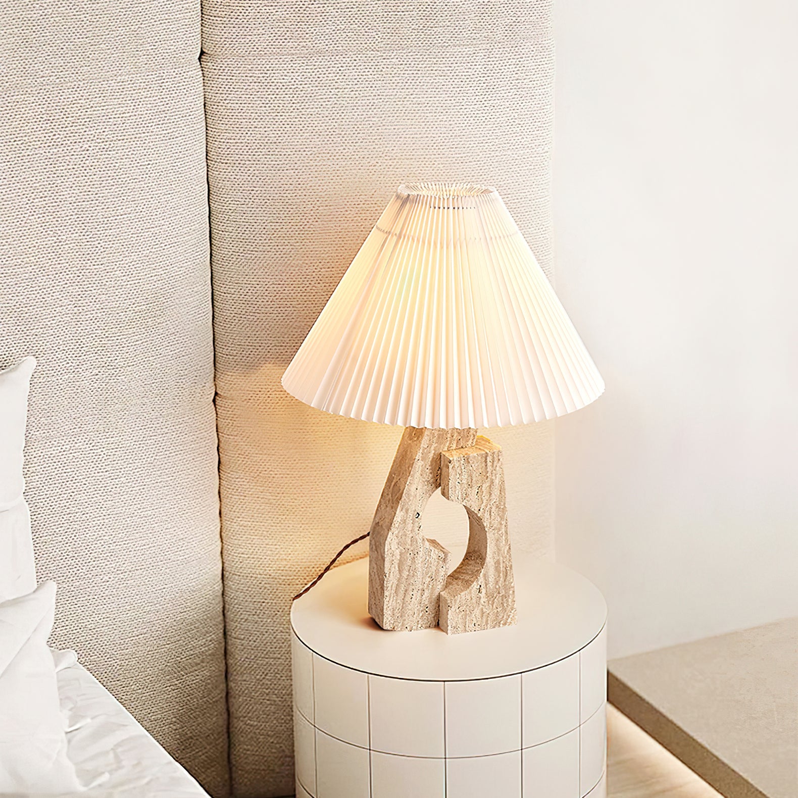 Arvinyra Sculptural Travertine Table Lamp - Blowlighting