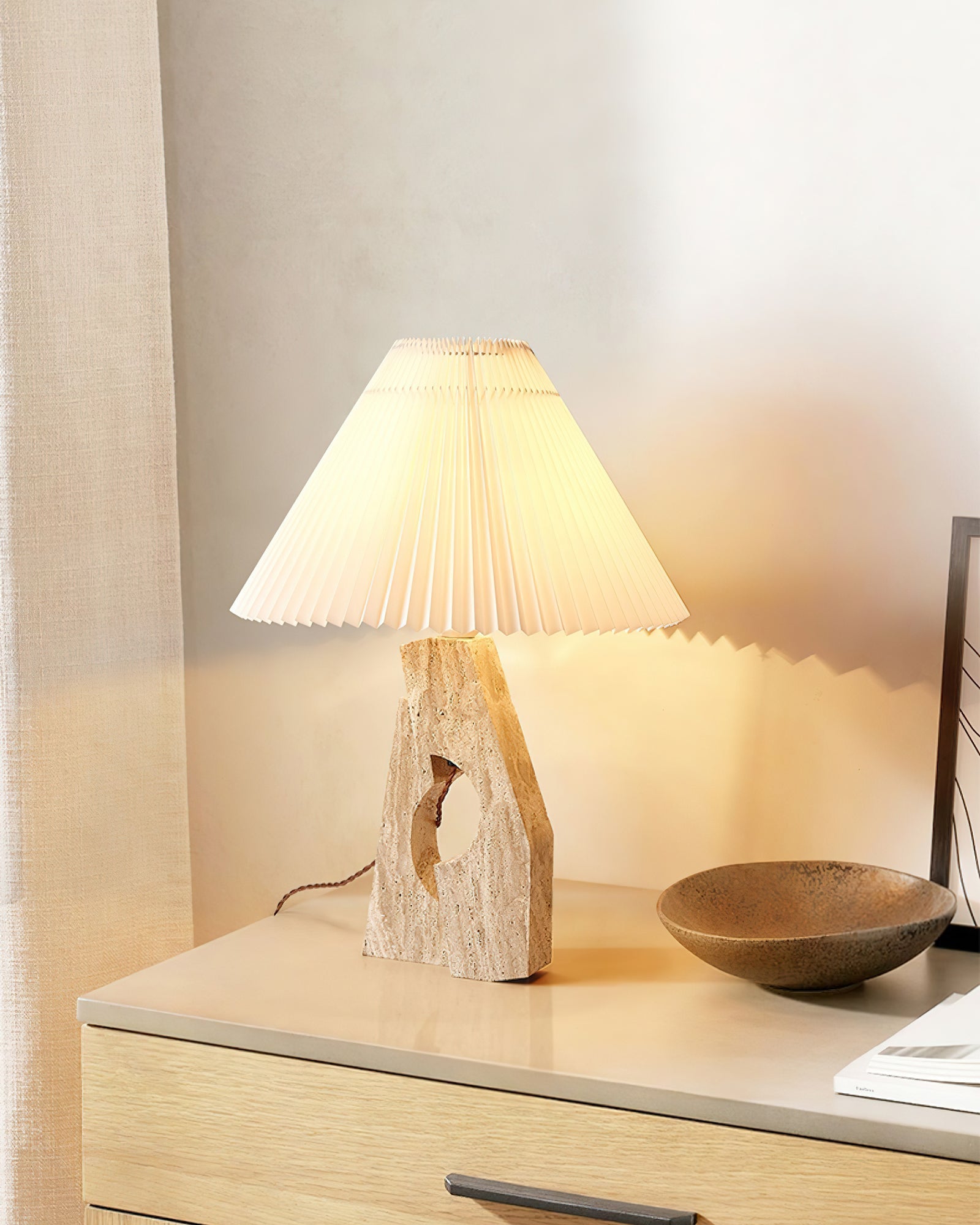Arvinyra Sculptural Travertine Table Lamp - Blowlighting