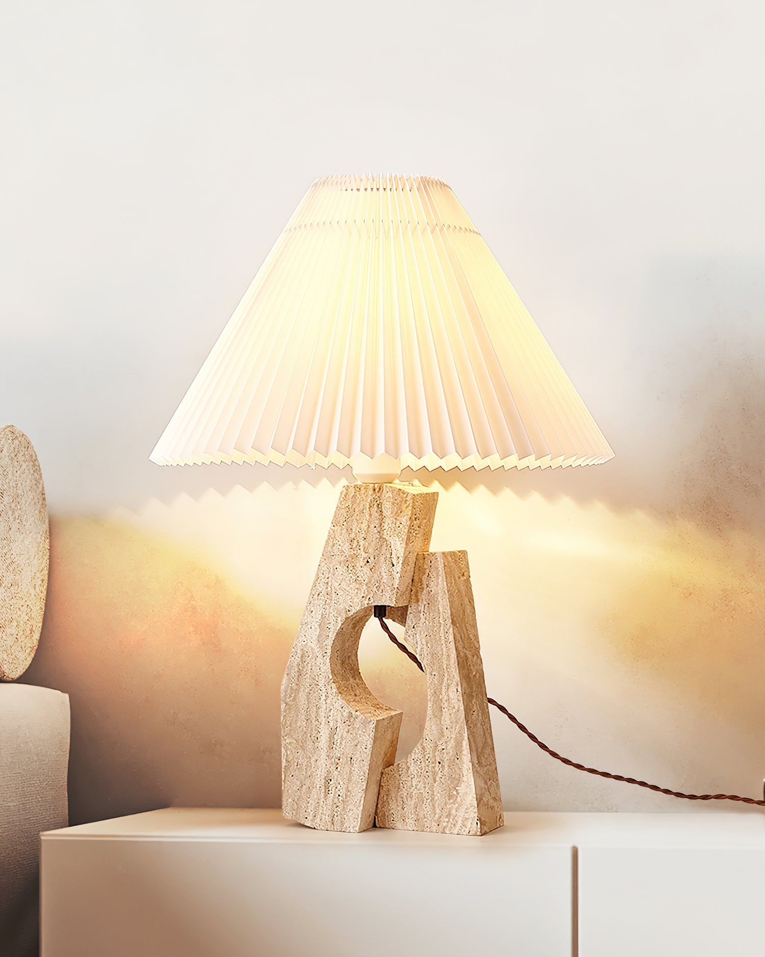 Arvinyra Sculptural Travertine Table Lamp - Blowlighting