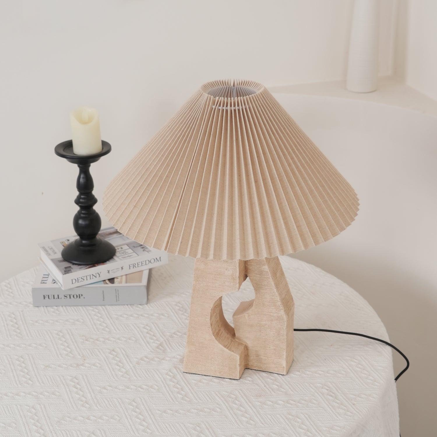 Arvinyra Sculptural Travertine Table Lamp - Blowlighting
