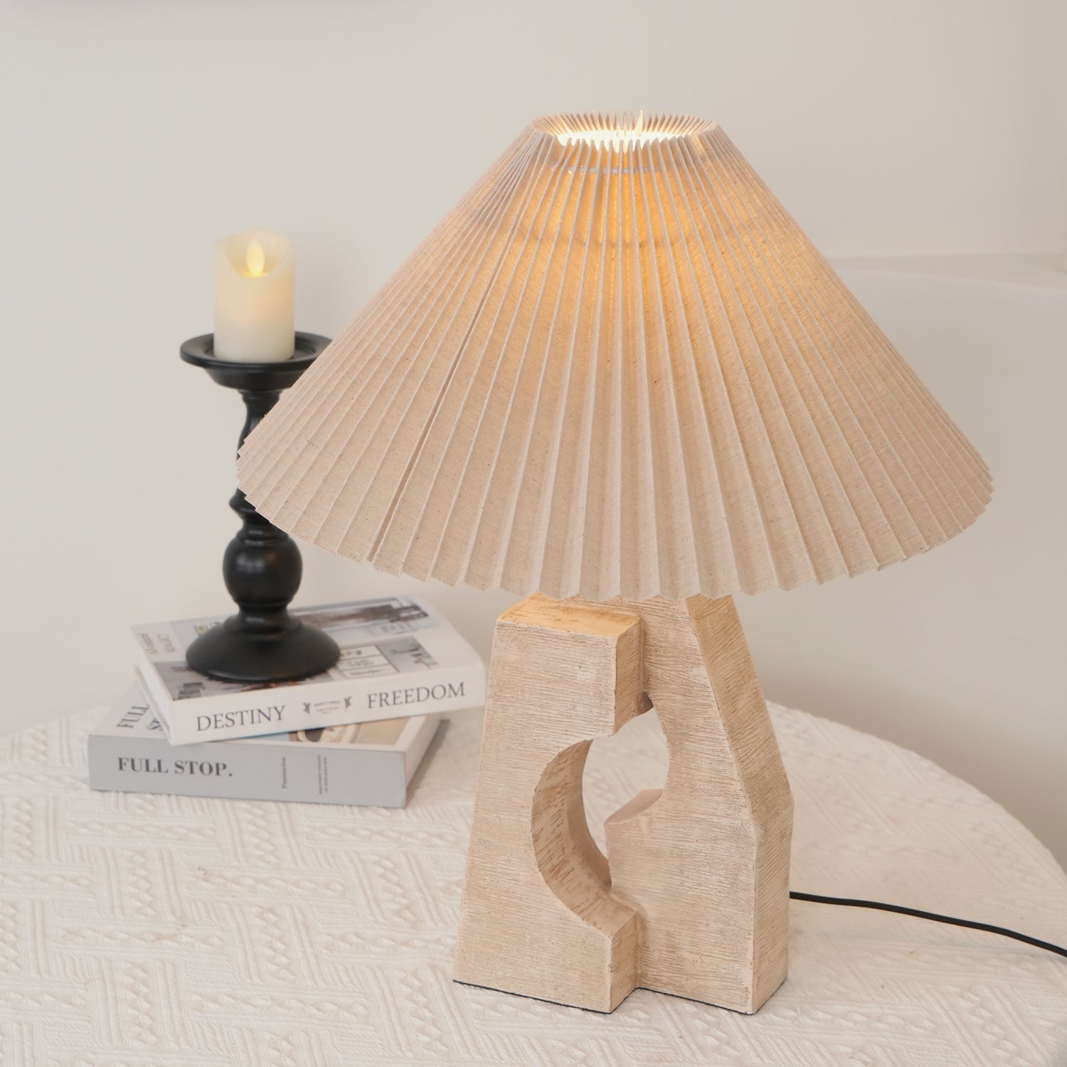 Arvinyra Sculptural Travertine Table Lamp - Blowlighting