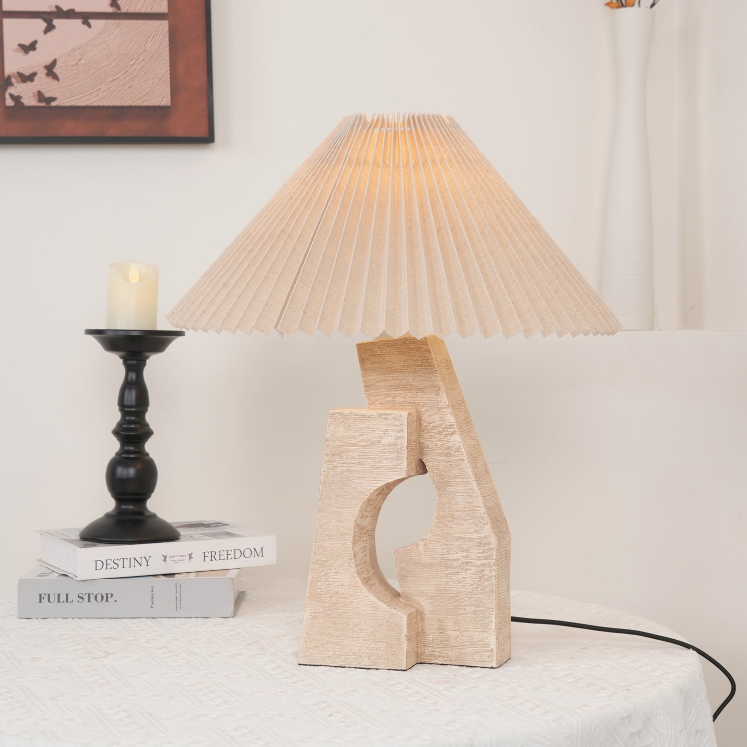 Arvinyra Sculptural Travertine Table Lamp - Blowlighting