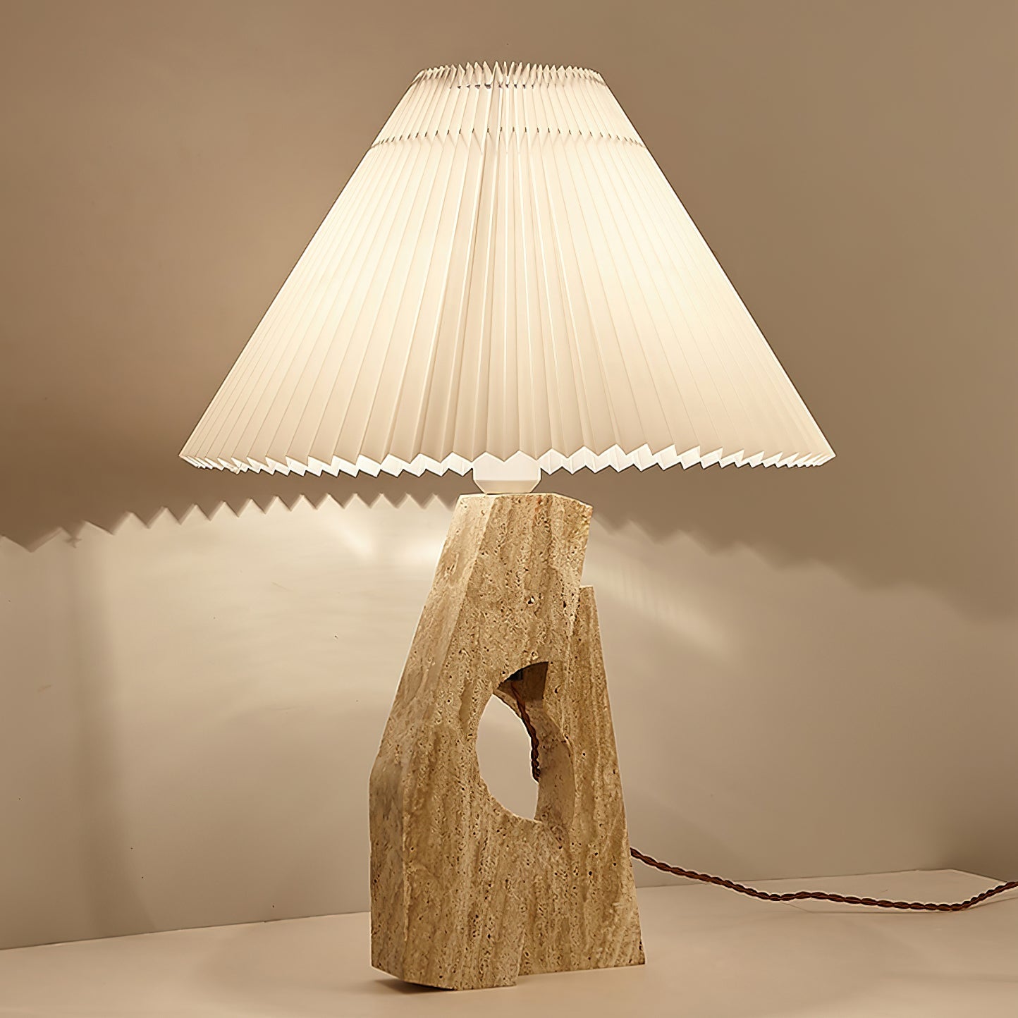 Arvinyra Sculptural Travertine Table Lamp - Blowlighting