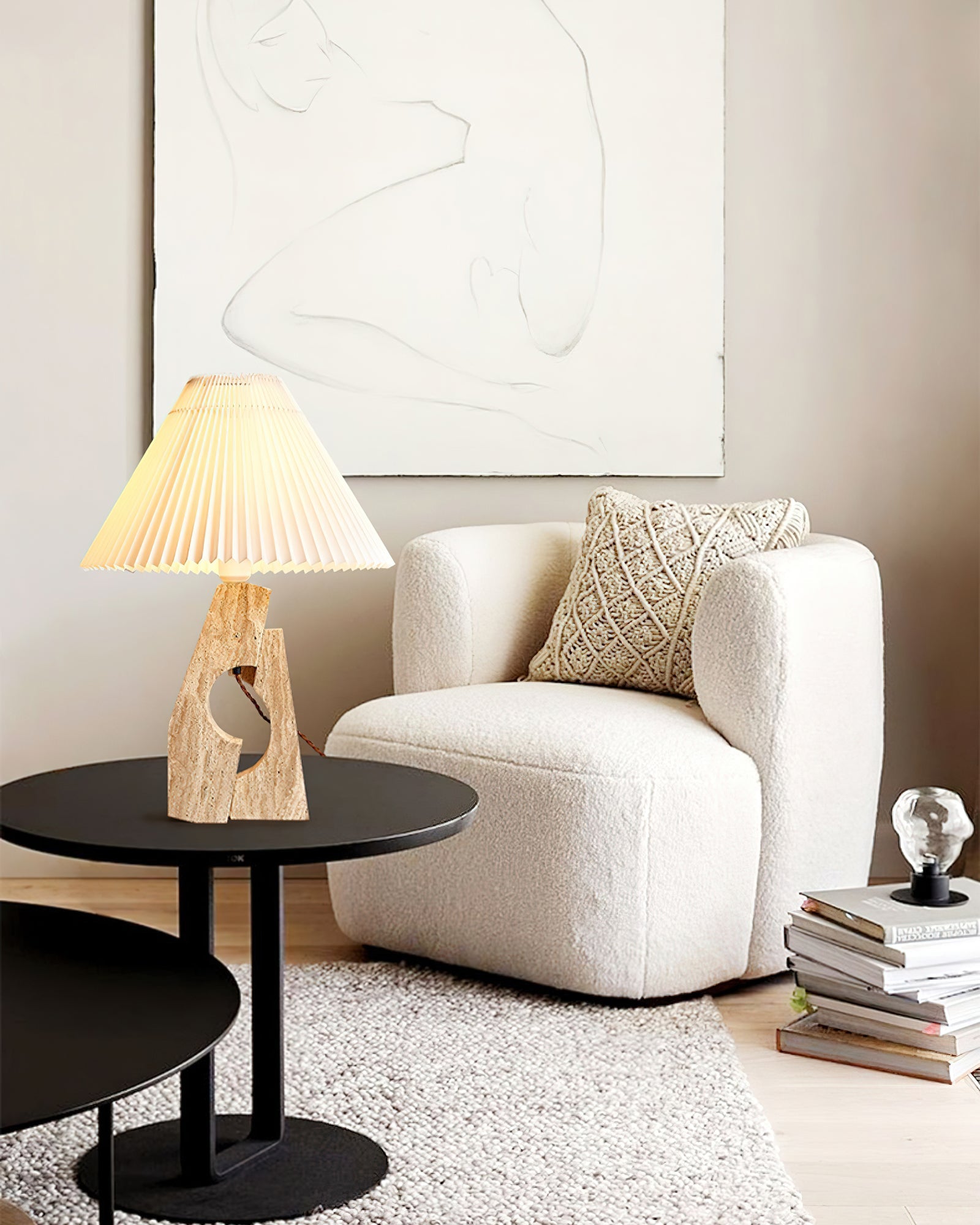 Arvinyra Sculptural Travertine Table Lamp - Blowlighting