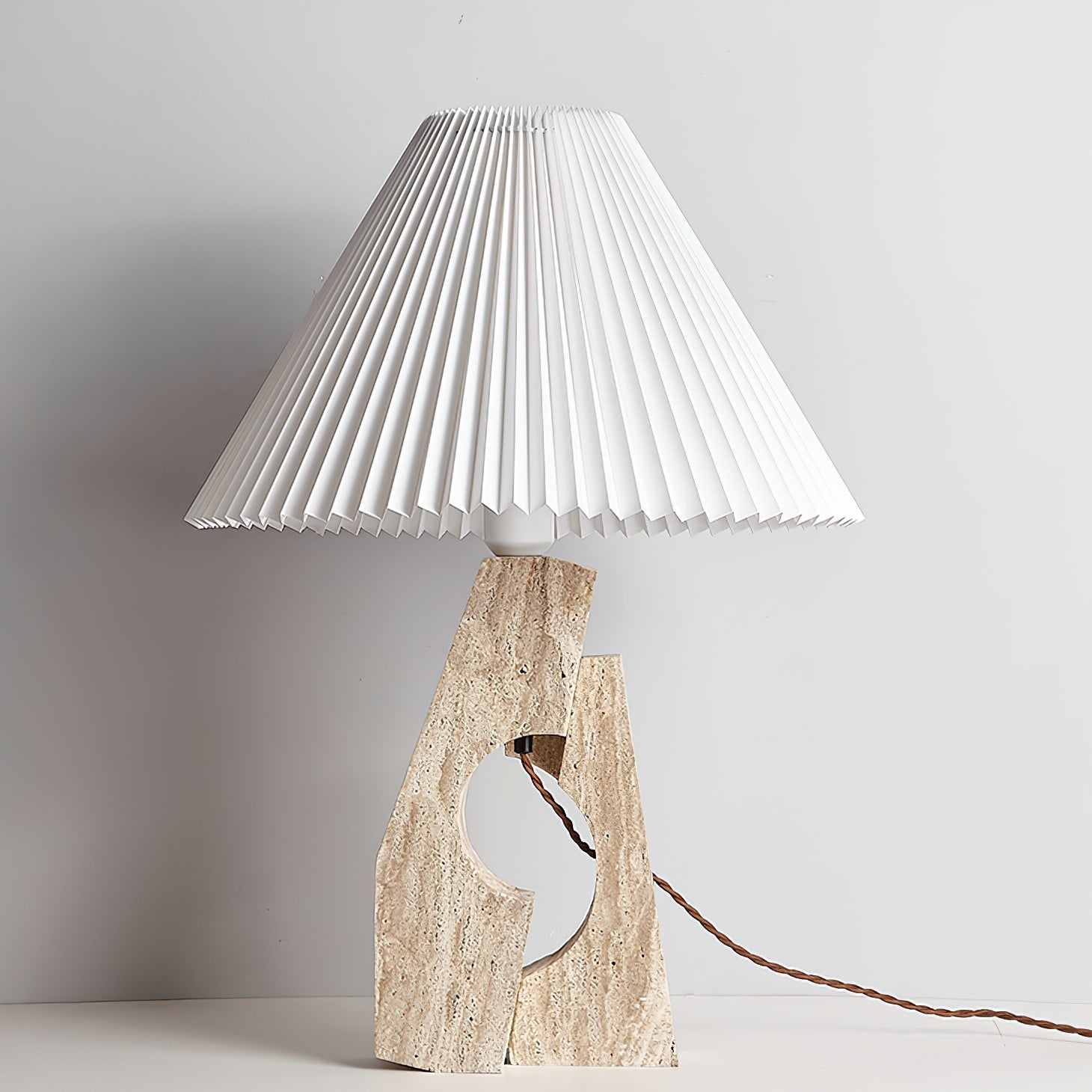 Arvinyra Sculptural Travertine Table Lamp - Blowlighting