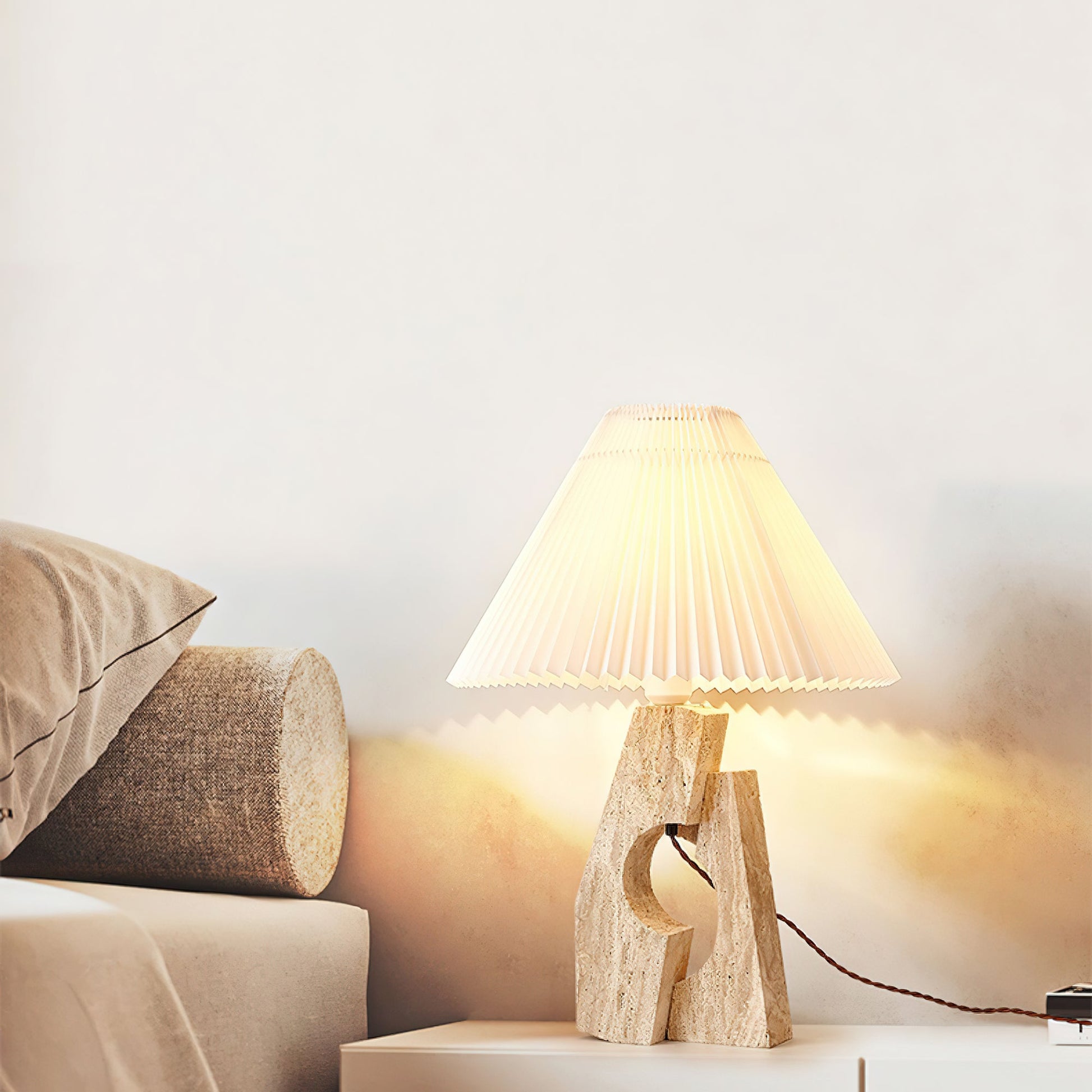 Arvinyra Sculptural Travertine Table Lamp - Blowlighting