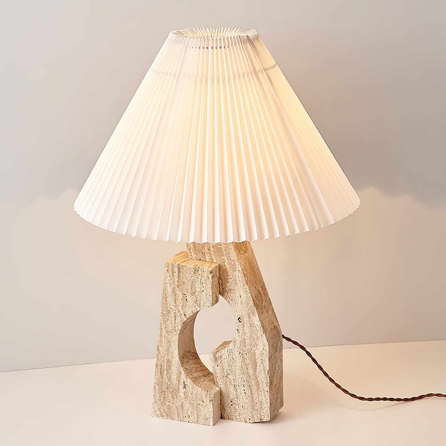 Arvinyra Sculptural Travertine Table Lamp - Blowlighting