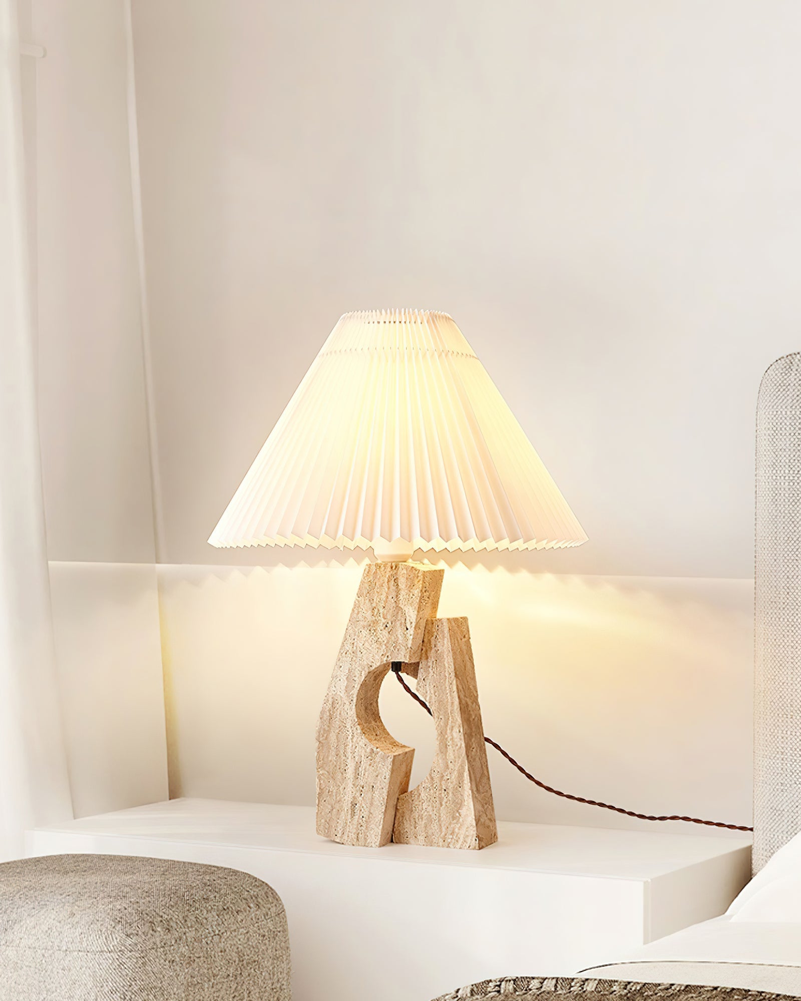 Arvinyra Sculptural Travertine Table Lamp - Blowlighting