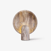 Cavenyra Saucer-Base Travertine Table Lamp - Blowlighting