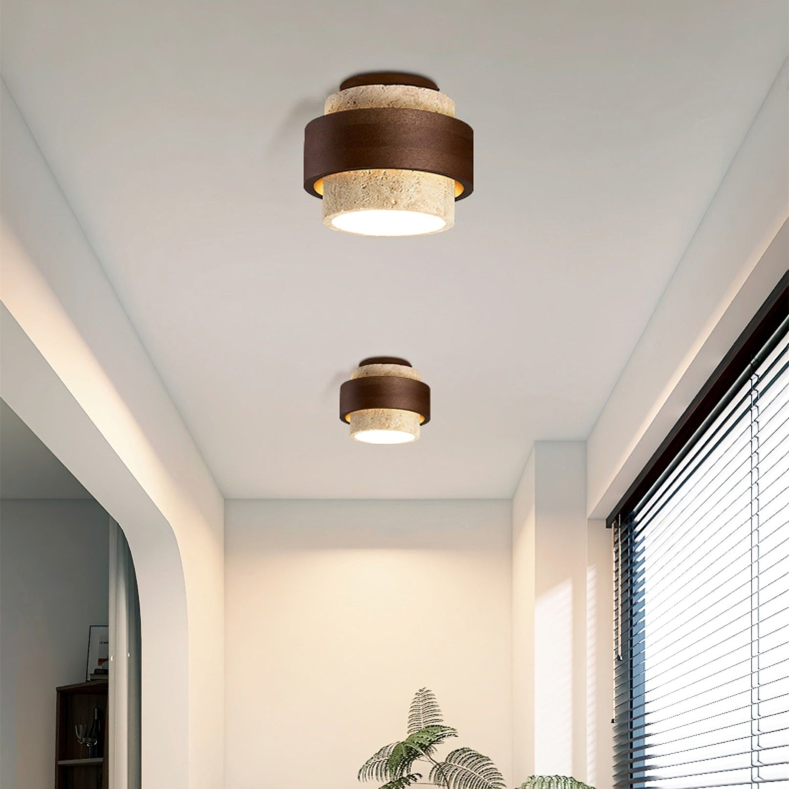Eltalor Layered Ring Travertine Ceiling Light - Blowlighting