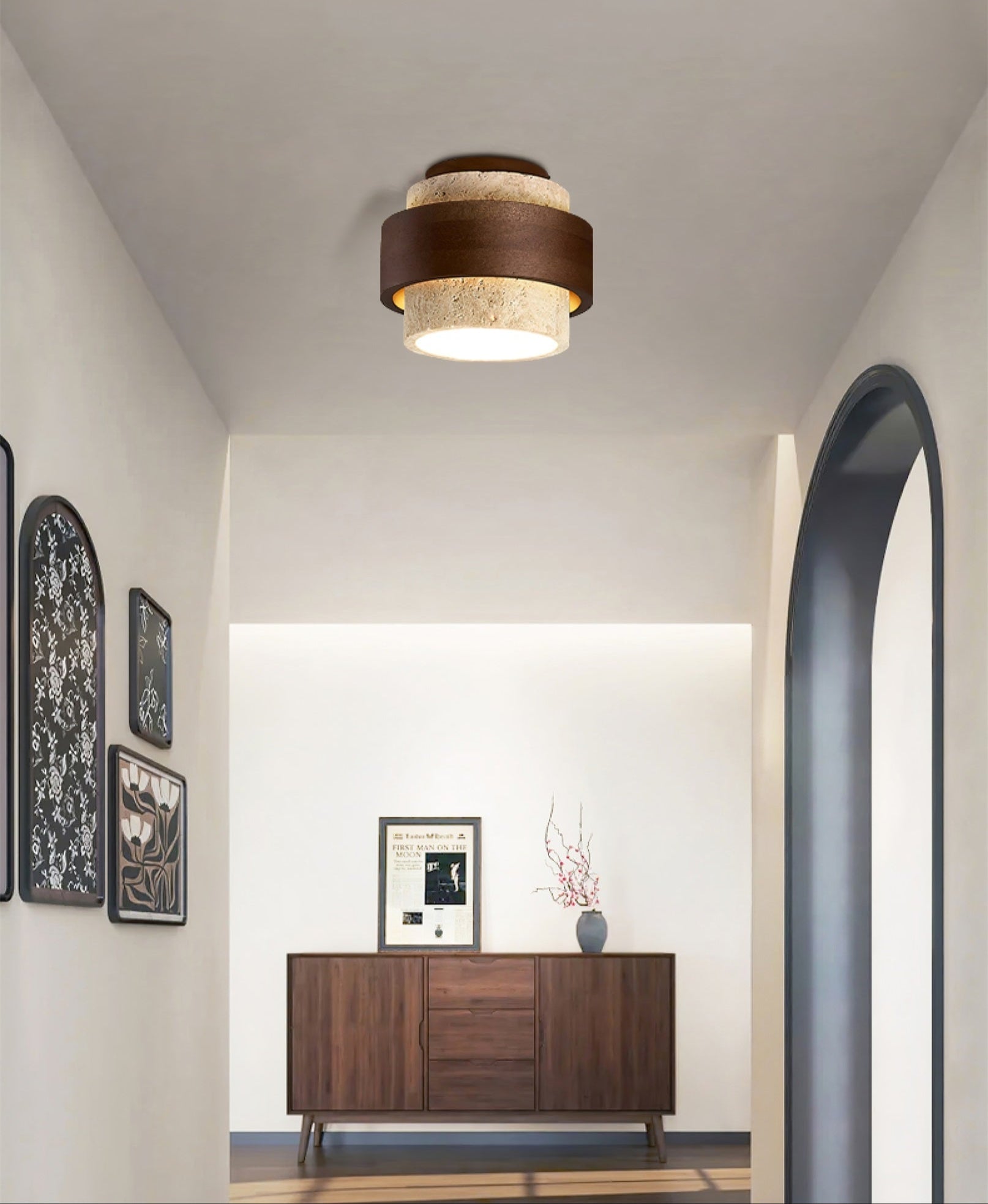 Eltalor Layered Ring Travertine Ceiling Light - Blowlighting
