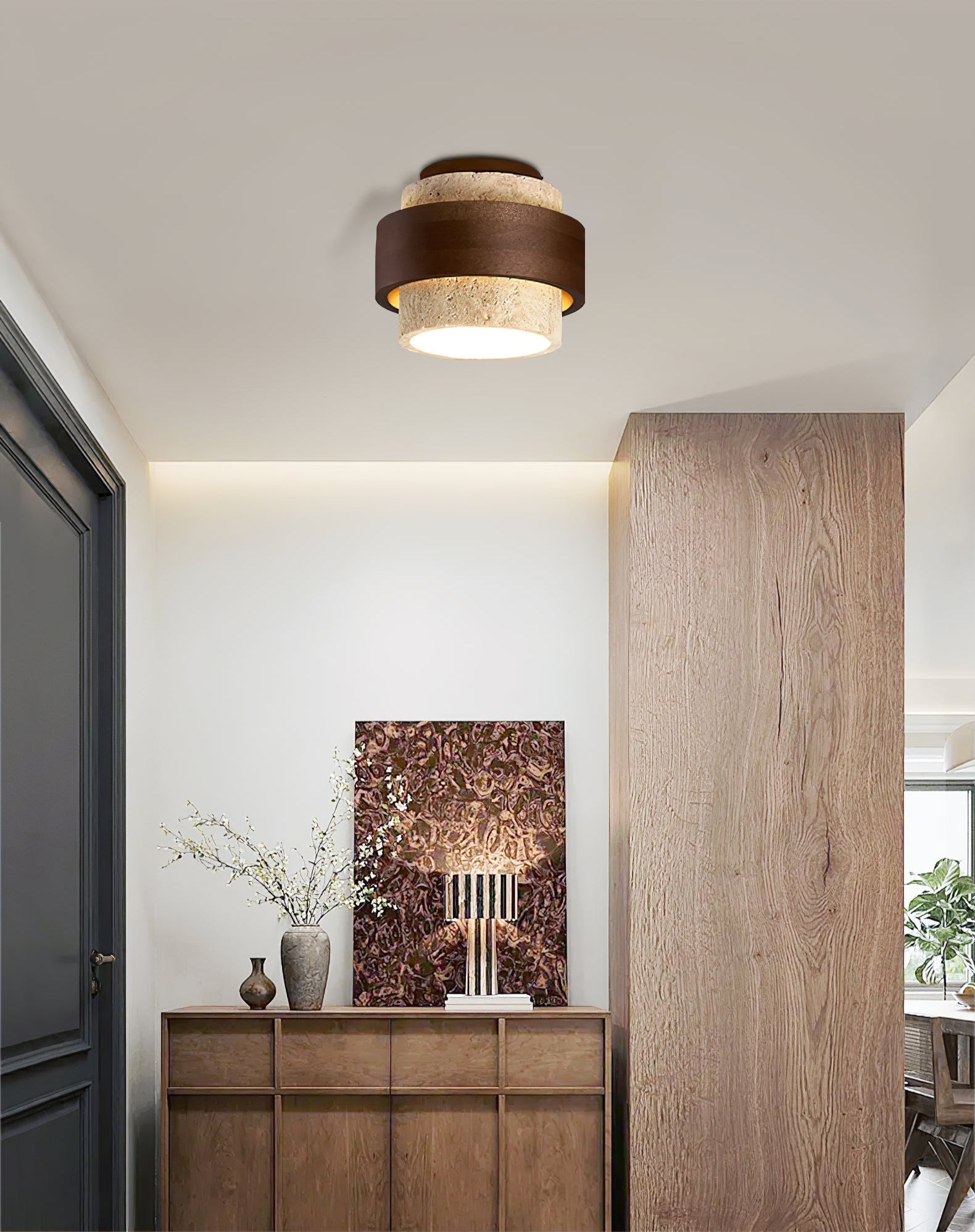 Eltalor Layered Ring Travertine Ceiling Light - Blowlighting