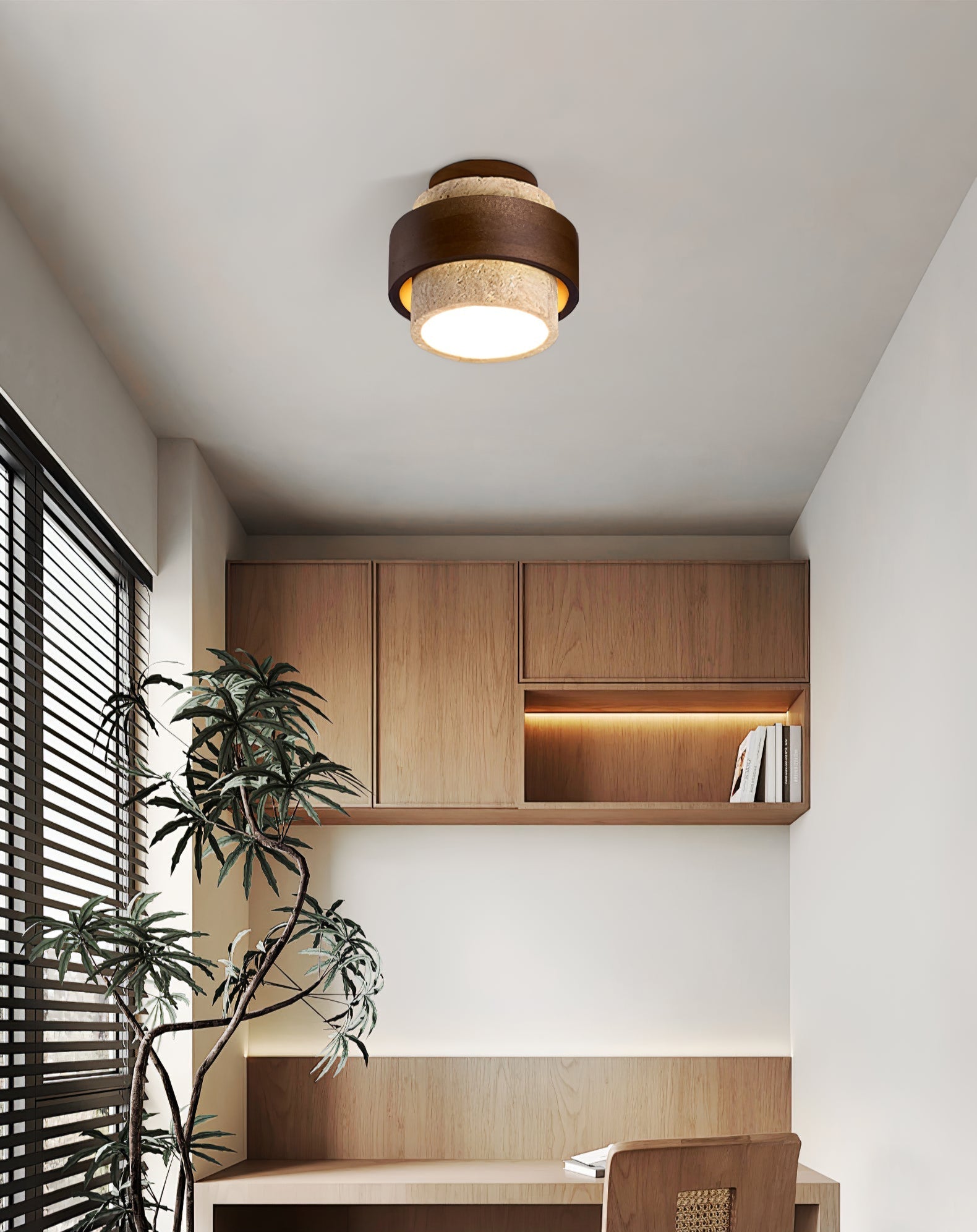 Eltalor Layered Ring Travertine Ceiling Light - Blowlighting