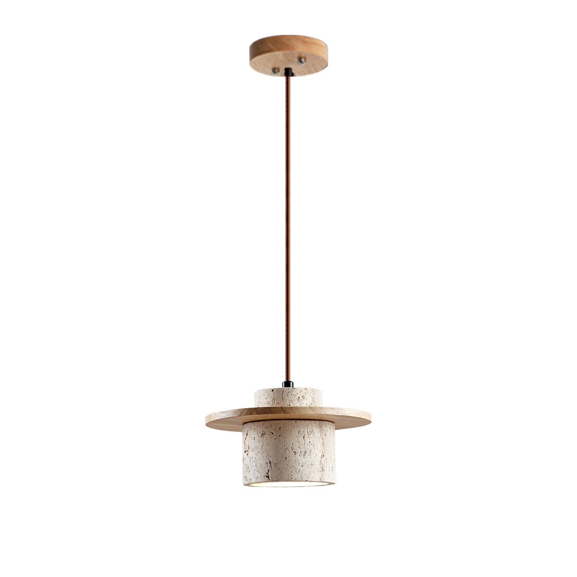Elvaria Disc Cylinder Travertine Pendant Light - Blowlighting