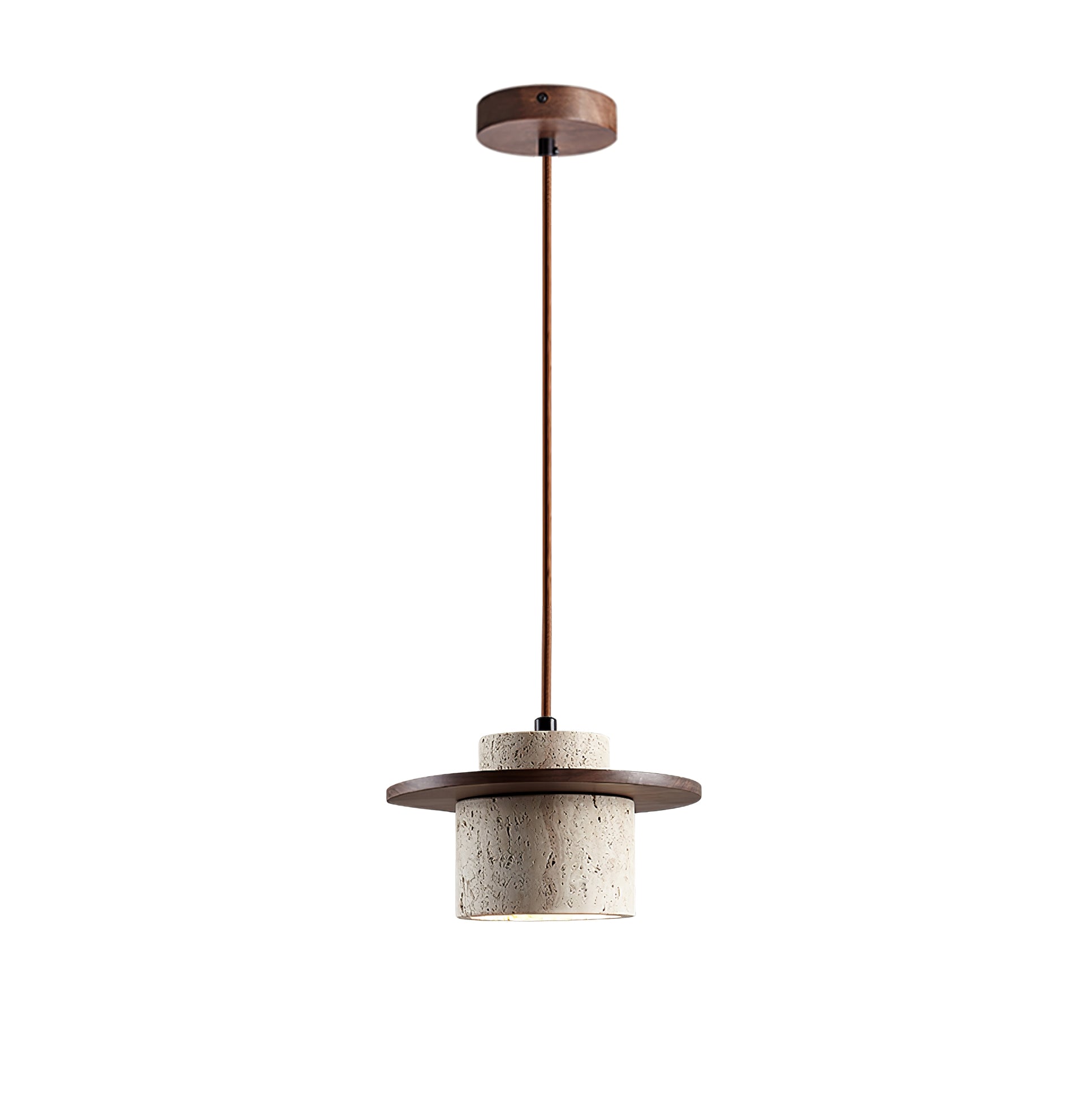 Elvaria Disc Cylinder Travertine Pendant Light - Blowlighting