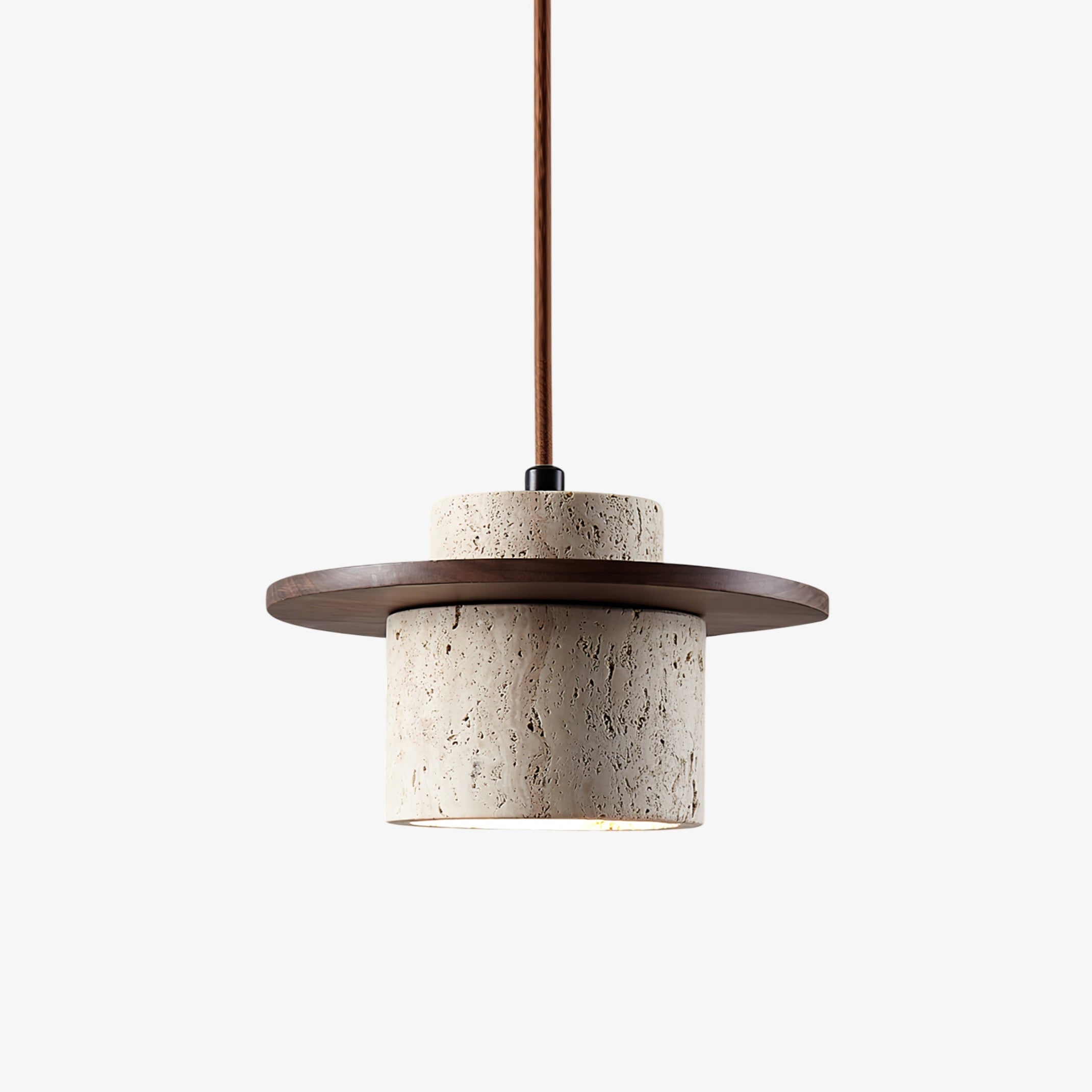 Elvaria Disc Cylinder Travertine Pendant Light - Blowlighting