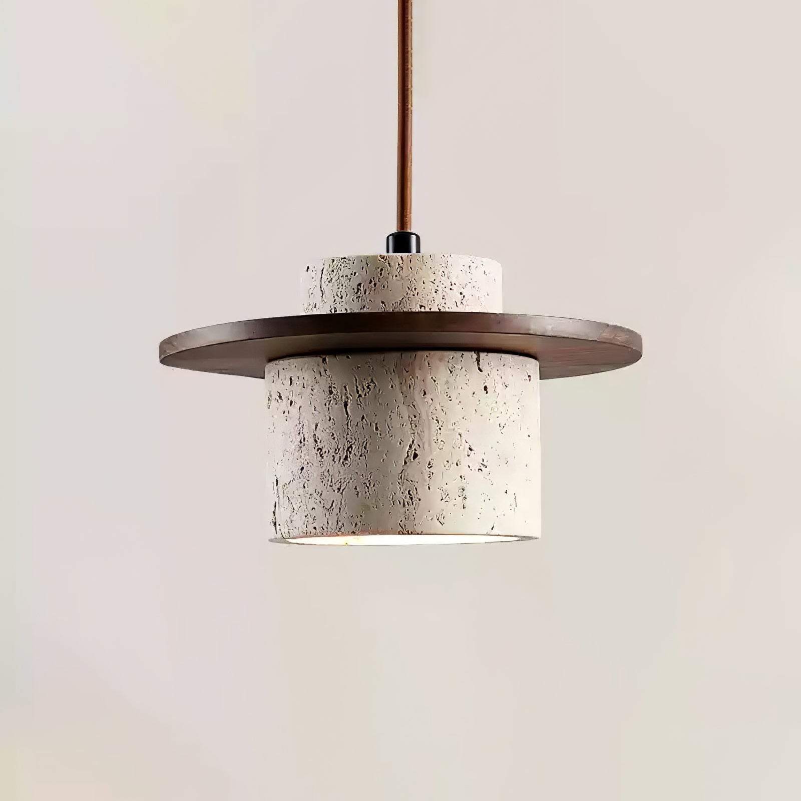 Elvaria Disc Cylinder Travertine Pendant Light - Blowlighting