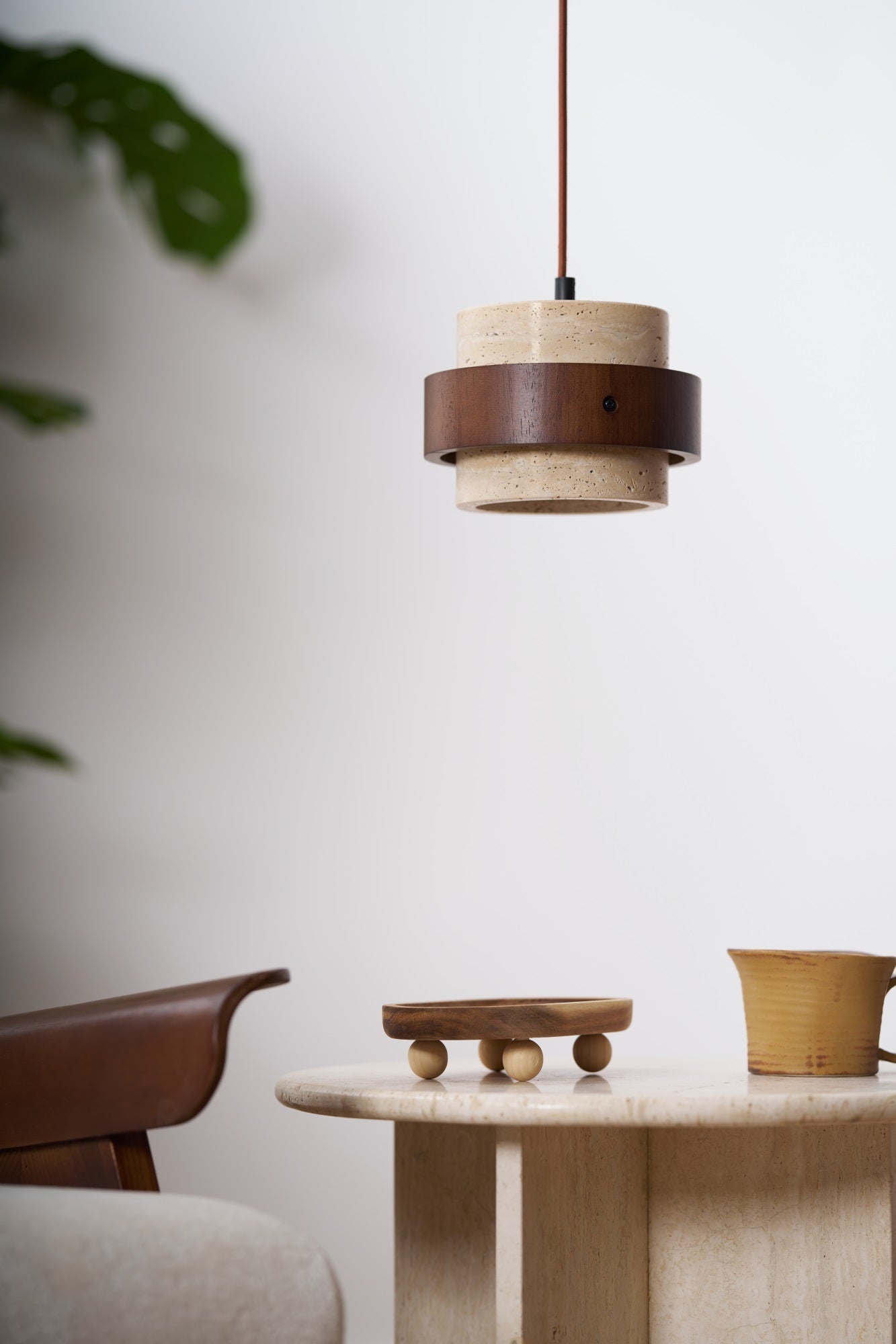 Cumirora Layered Cylinder Travertine Pendant Light - Blowlighting