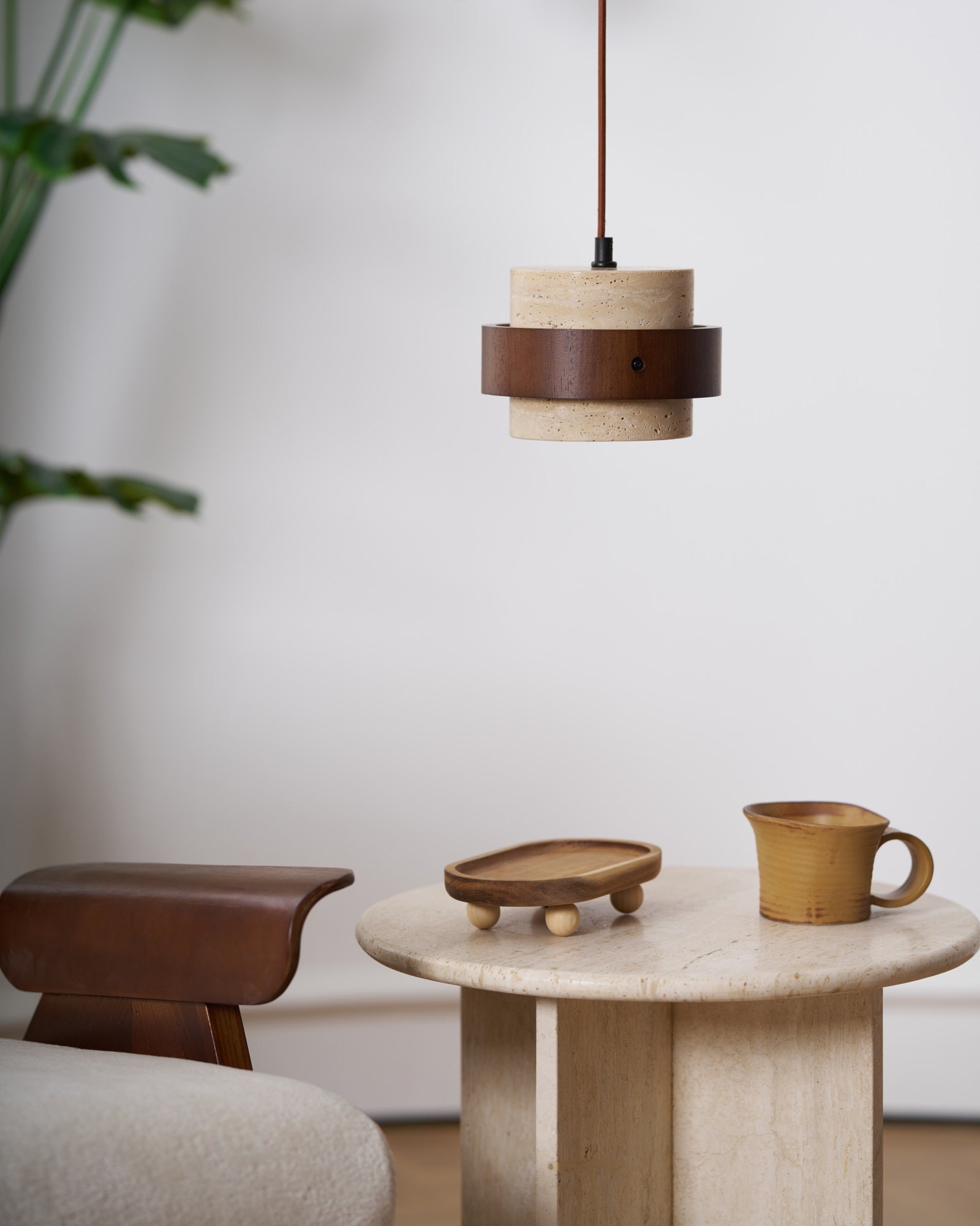 Cumirora Layered Cylinder Travertine Pendant Light - Blowlighting