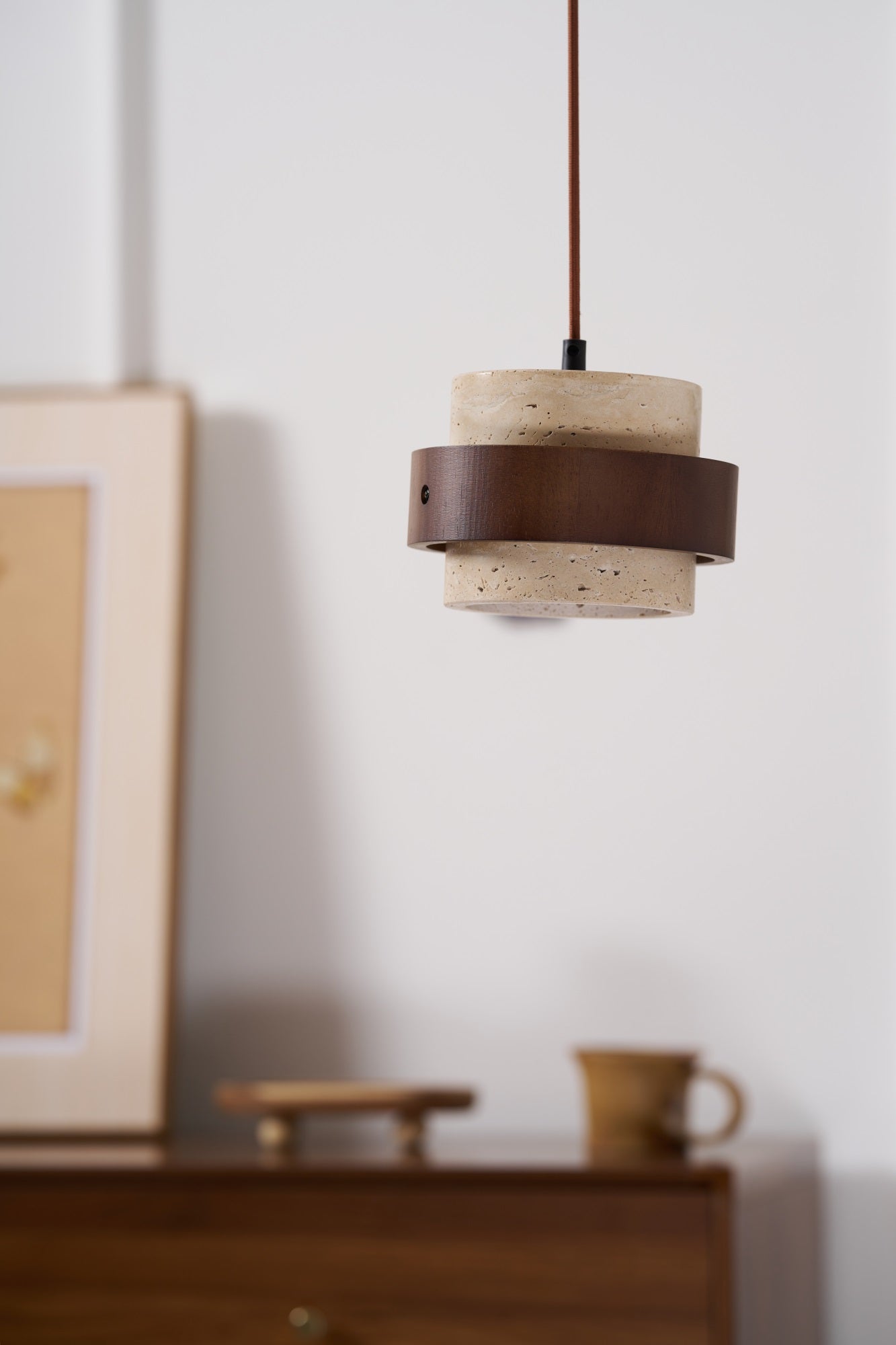 Cumirora Layered Cylinder Travertine Pendant Light - Blowlighting