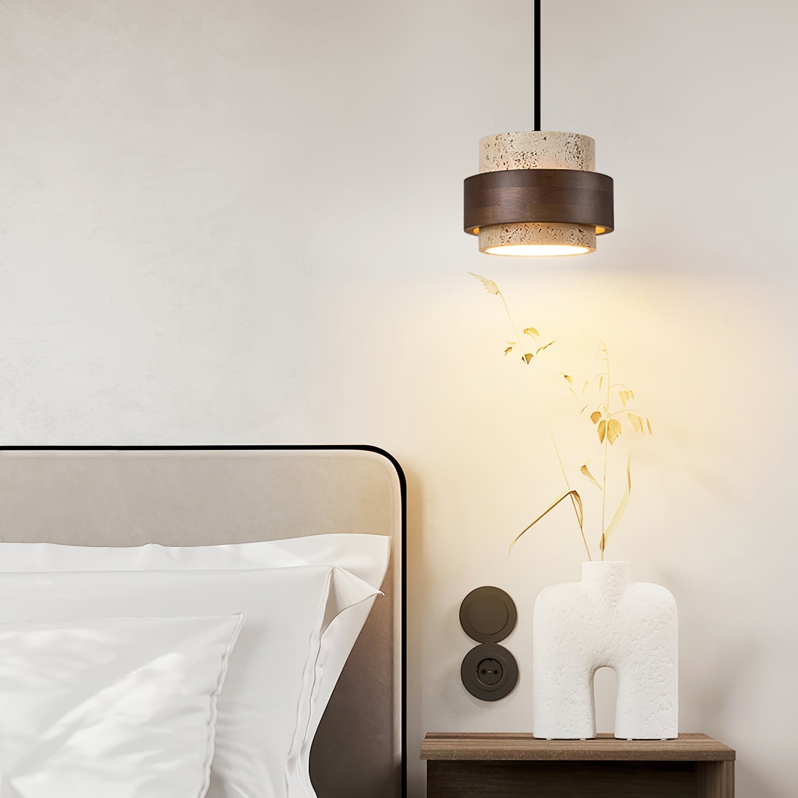 Cumirora Layered Cylinder Travertine Pendant Light - Blowlighting