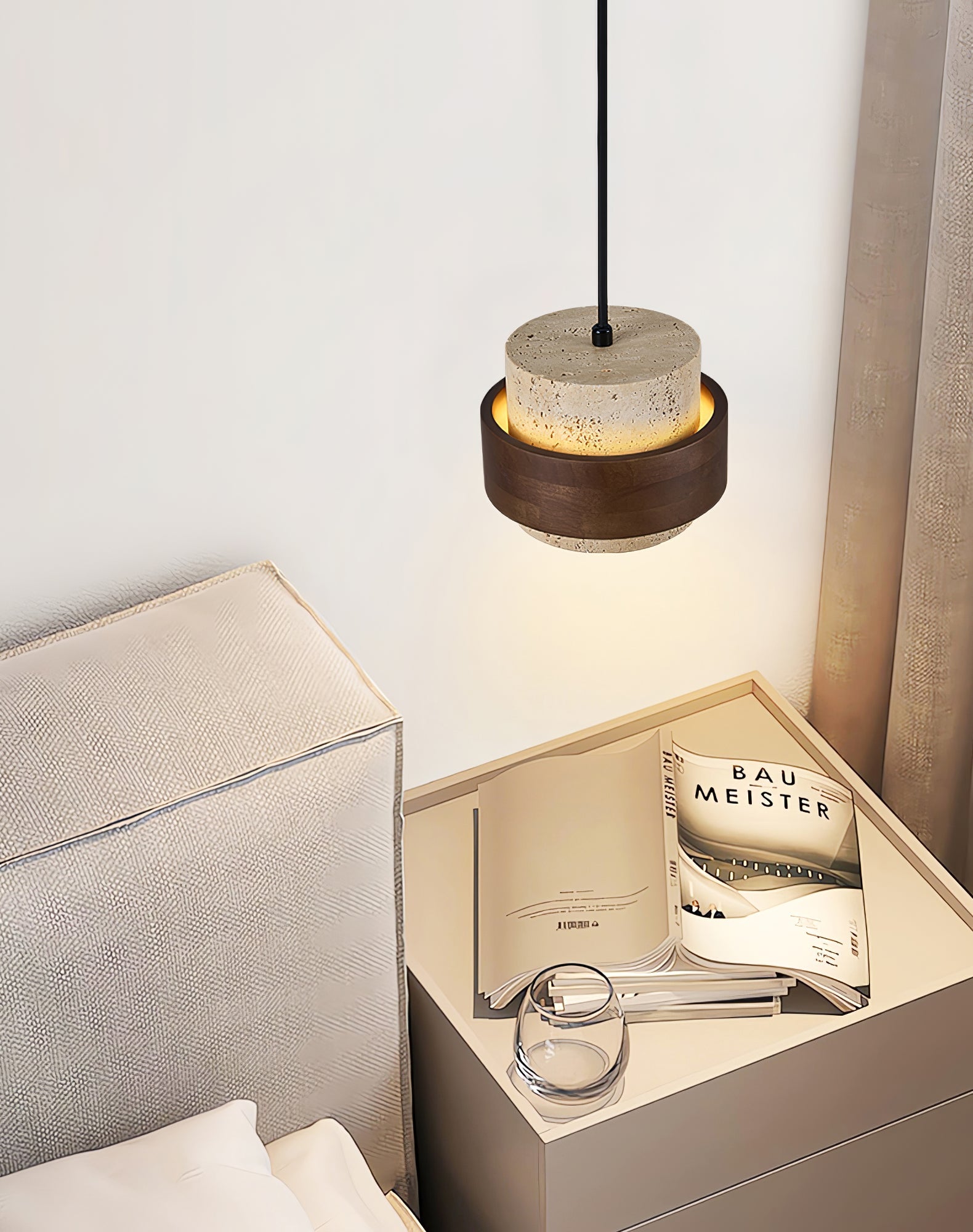 Cumirora Layered Cylinder Travertine Pendant Light - Blowlighting