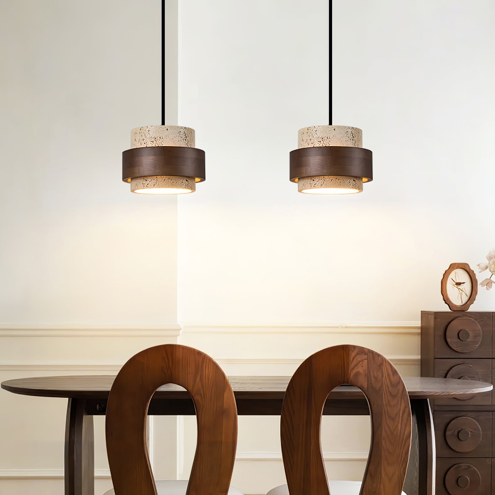Cumirora Layered Cylinder Travertine Pendant Light - Blowlighting