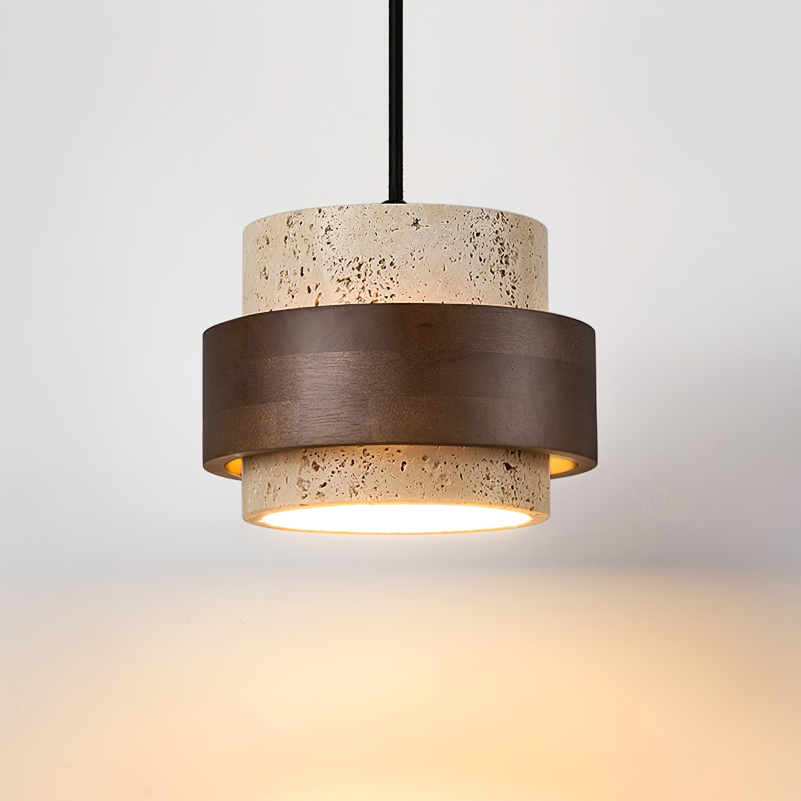 Cumirora Layered Cylinder Travertine Pendant Light - Blowlighting