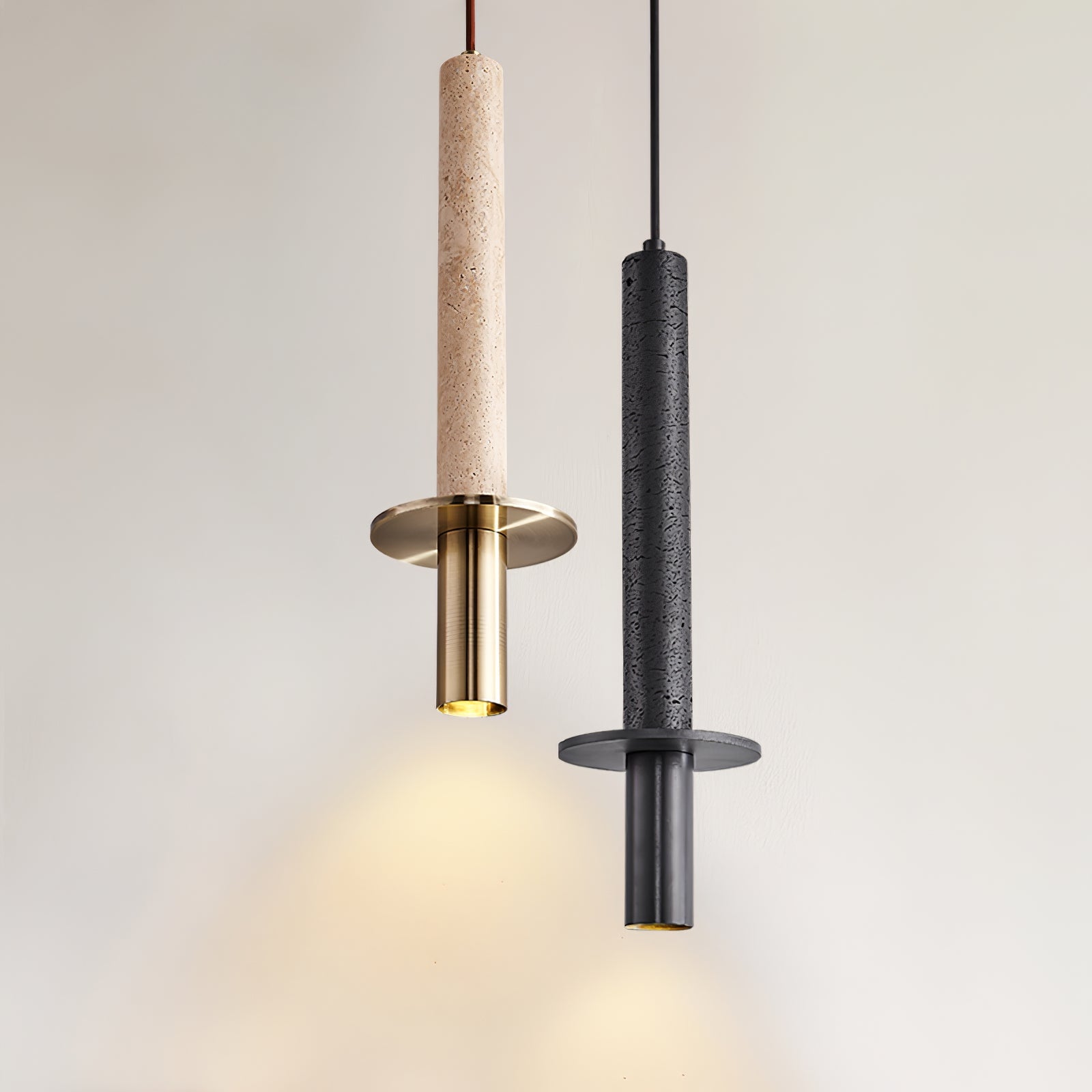 Avdoryra Dual Cylinder Travertine Pendant Light - Blowlighting