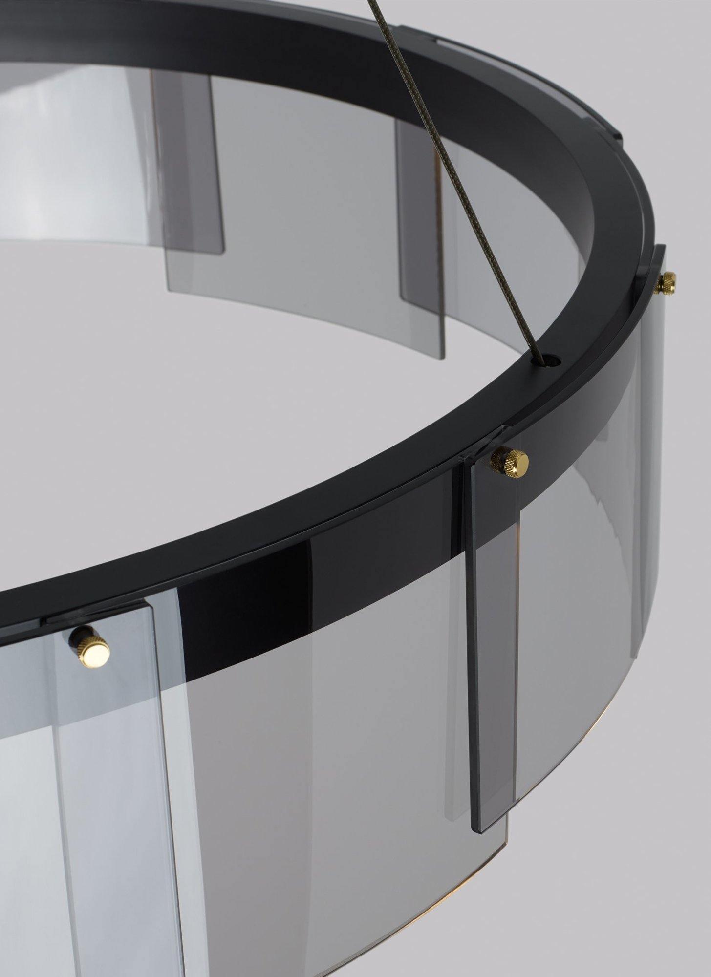 Lustra Chandelier LED Ring Black Glass Modern - Blowlighting