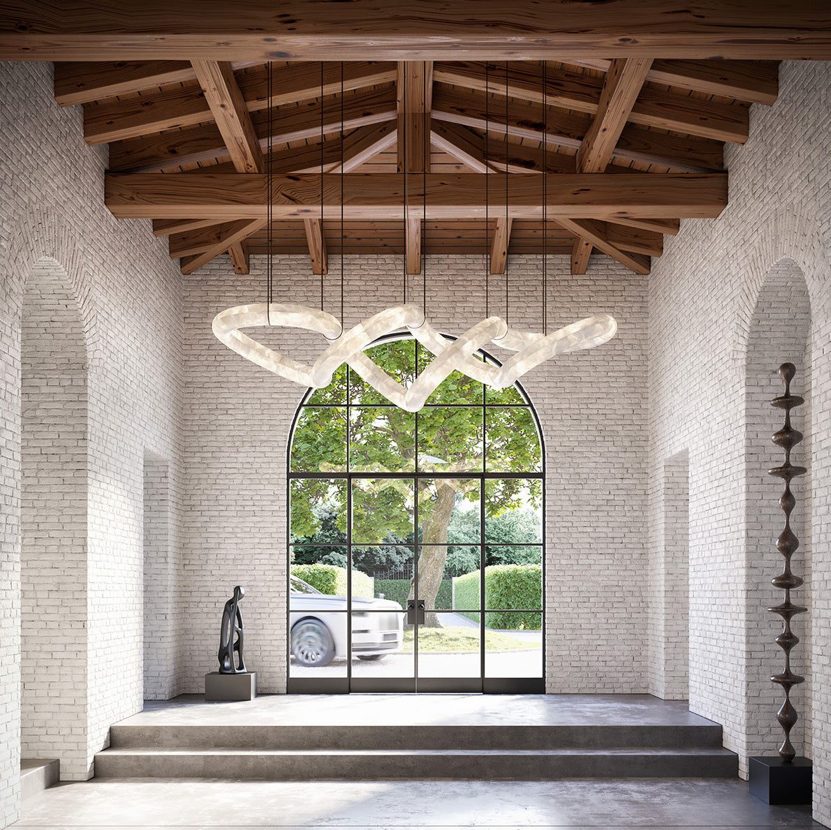 Utalyra Curved Alabaster Pendant Light - Blowlighting