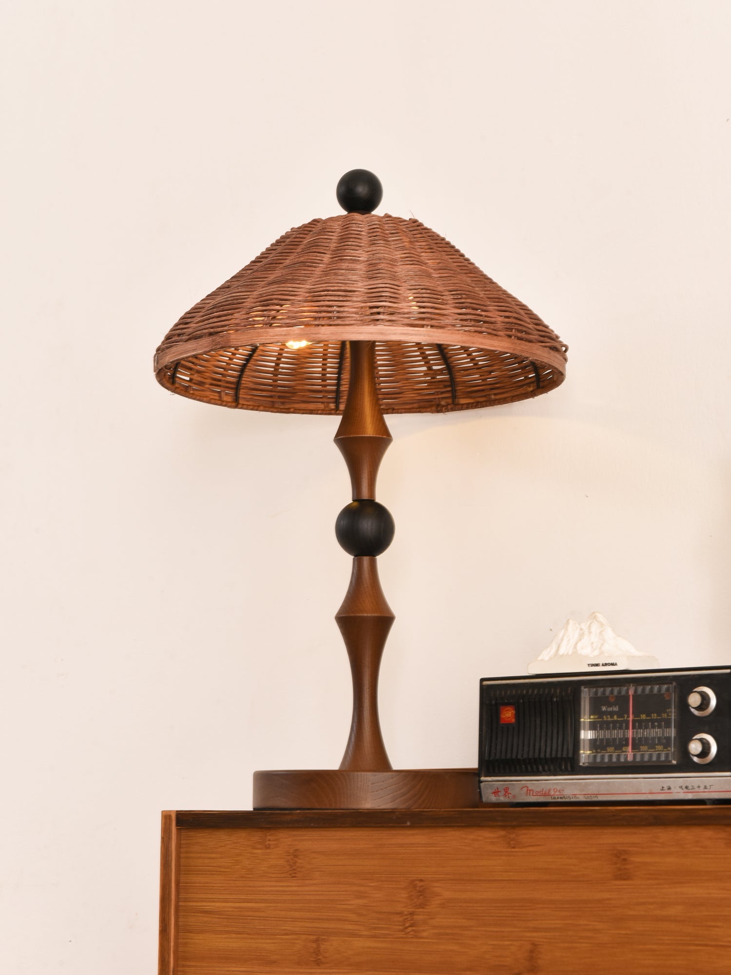 Striped Rattan Shade Table Lamp - Blowlighting