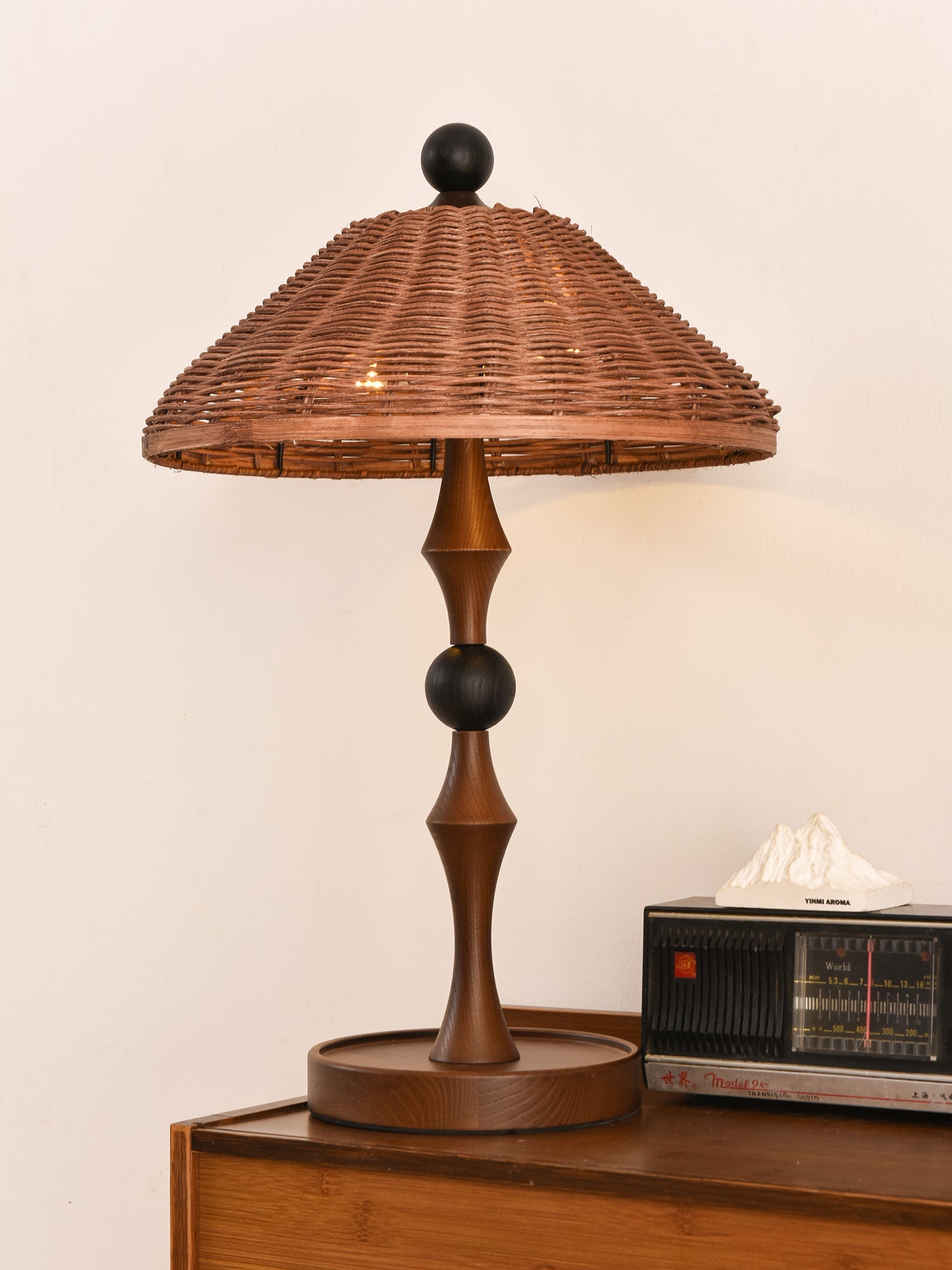 Striped Rattan Shade Table Lamp - Blowlighting