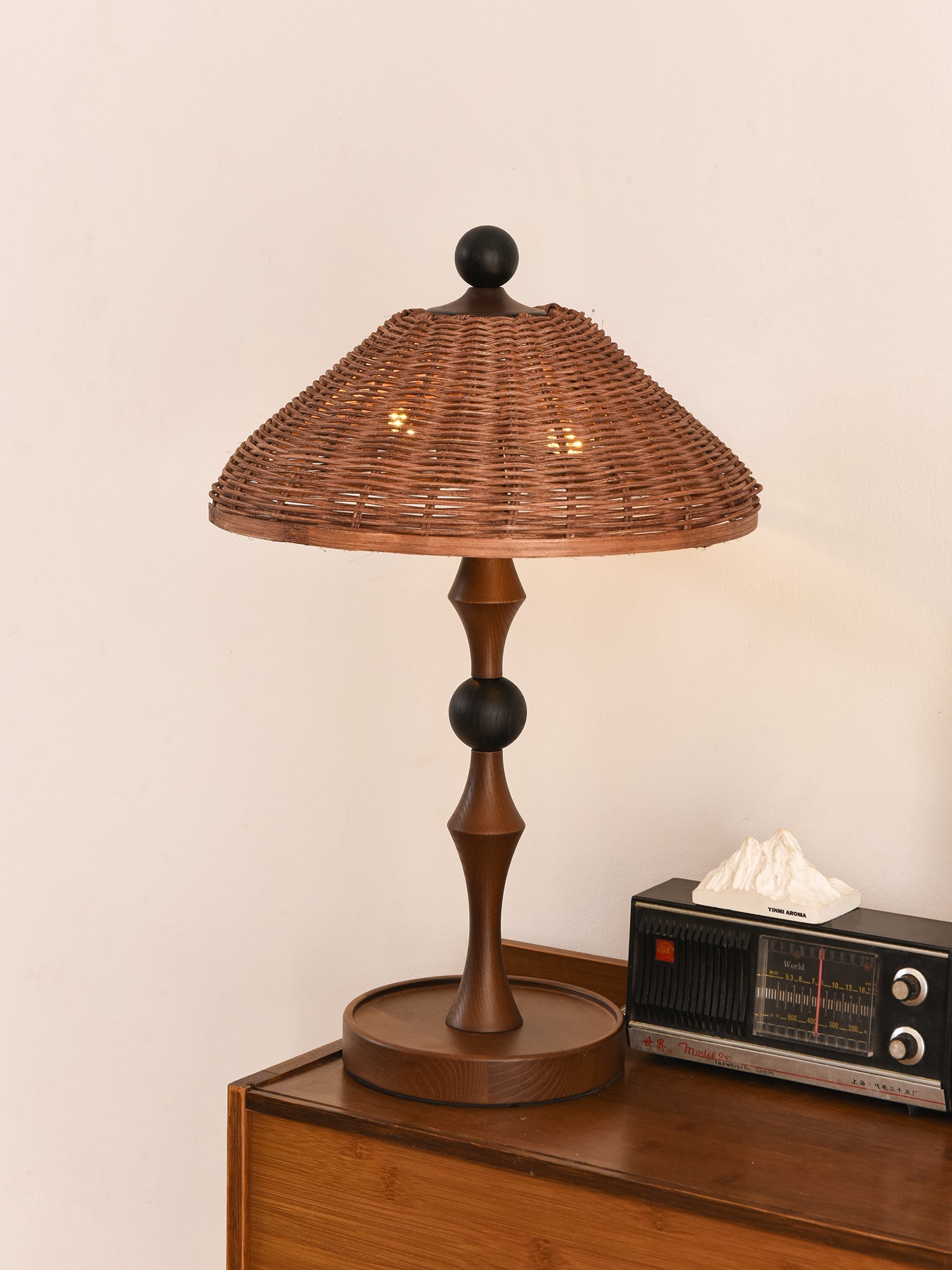 Striped Rattan Shade Table Lamp - Blowlighting