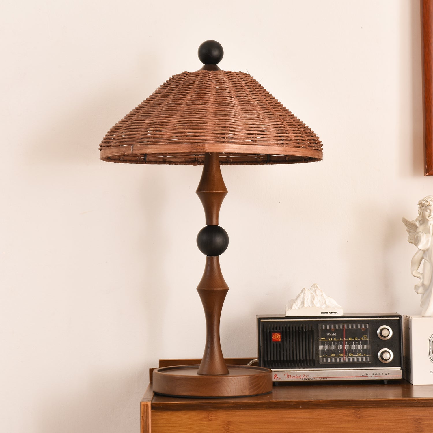 Striped Rattan Shade Table Lamp - Blowlighting