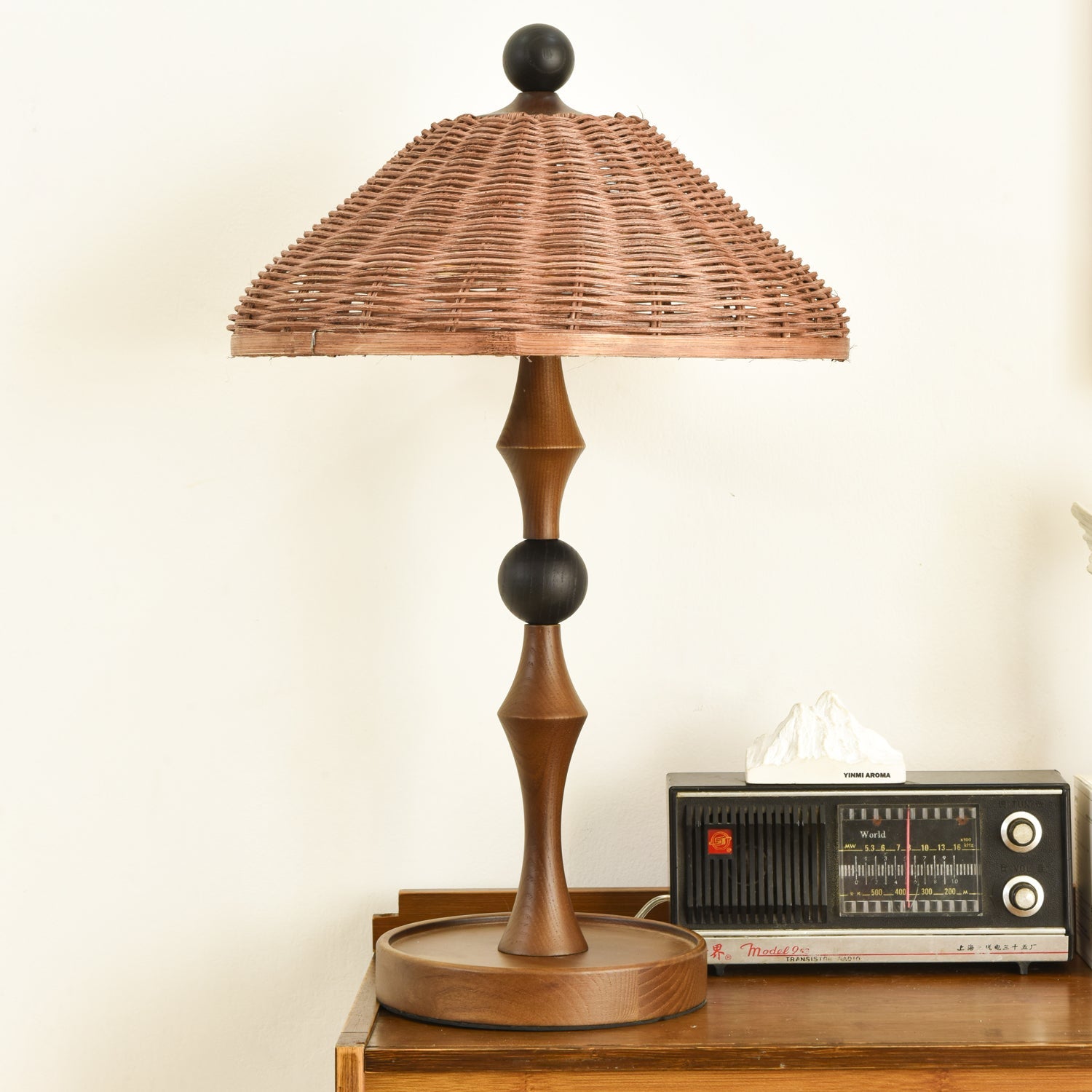 Striped Rattan Shade Table Lamp - Blowlighting