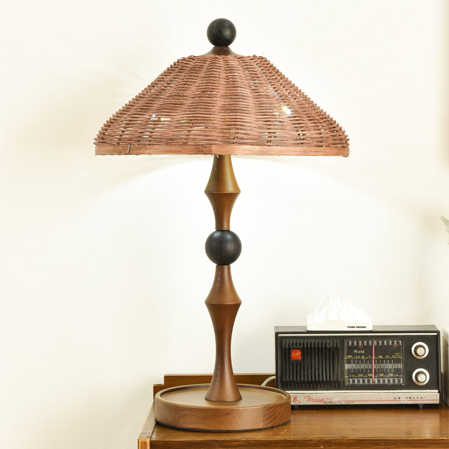 Striped Rattan Shade Table Lamp - Blowlighting