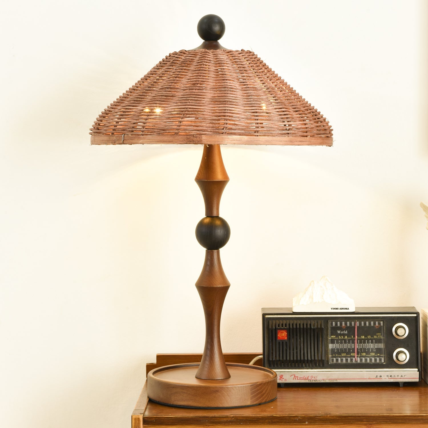 Striped Rattan Shade Table Lamp - Blowlighting