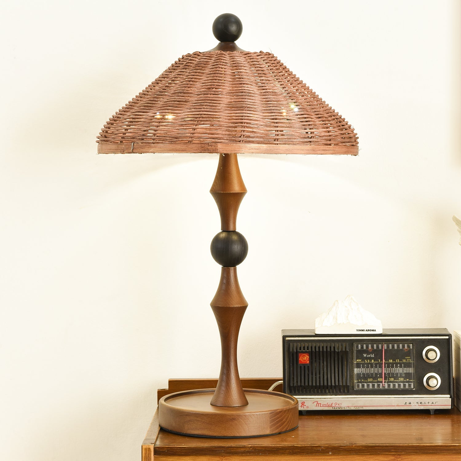 Striped Rattan Shade Table Lamp - Blowlighting