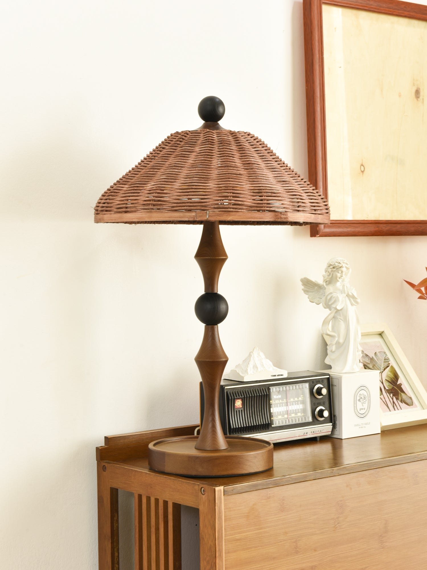 Striped Rattan Shade Table Lamp - Blowlighting
