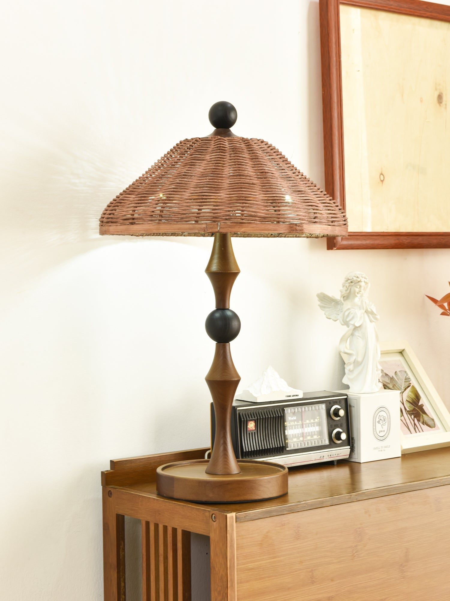 Striped Rattan Shade Table Lamp - Blowlighting