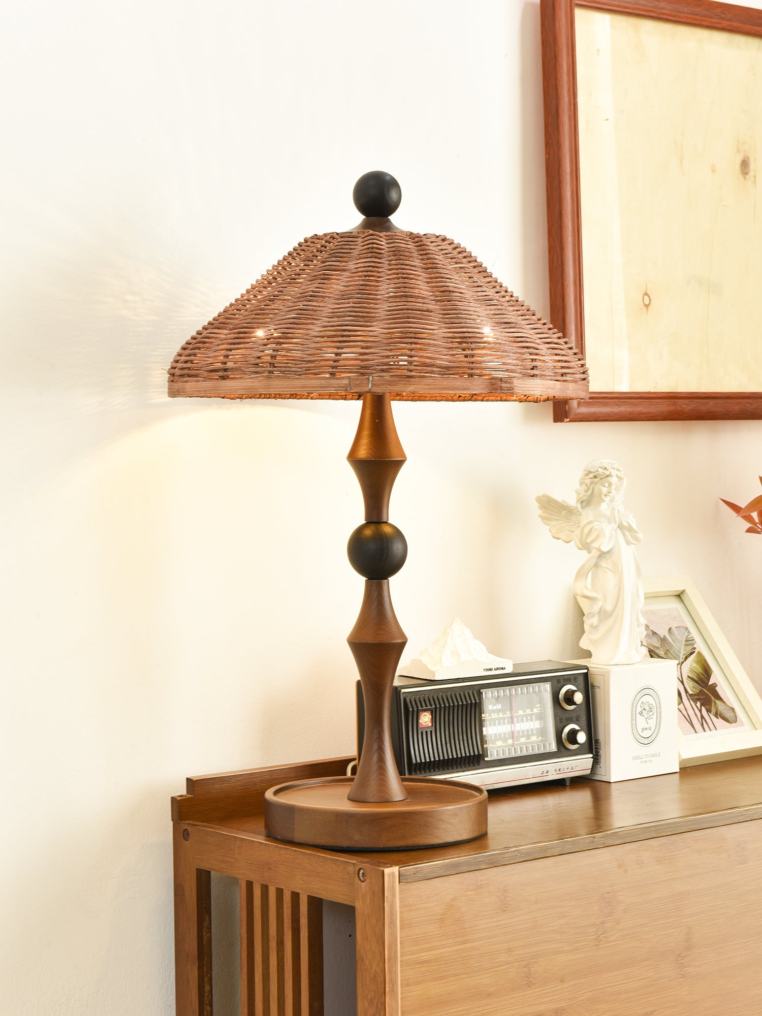 Striped Rattan Shade Table Lamp - Blowlighting