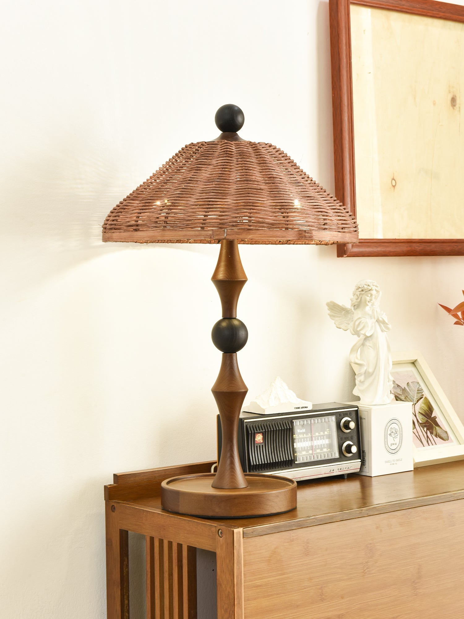 Striped Rattan Shade Table Lamp - Blowlighting