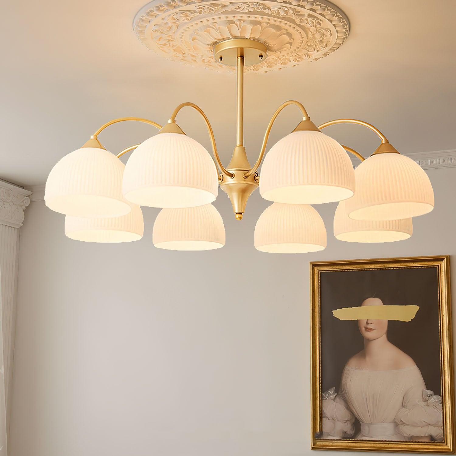 Striped Glass Bowl Chandelier - Blowlighting