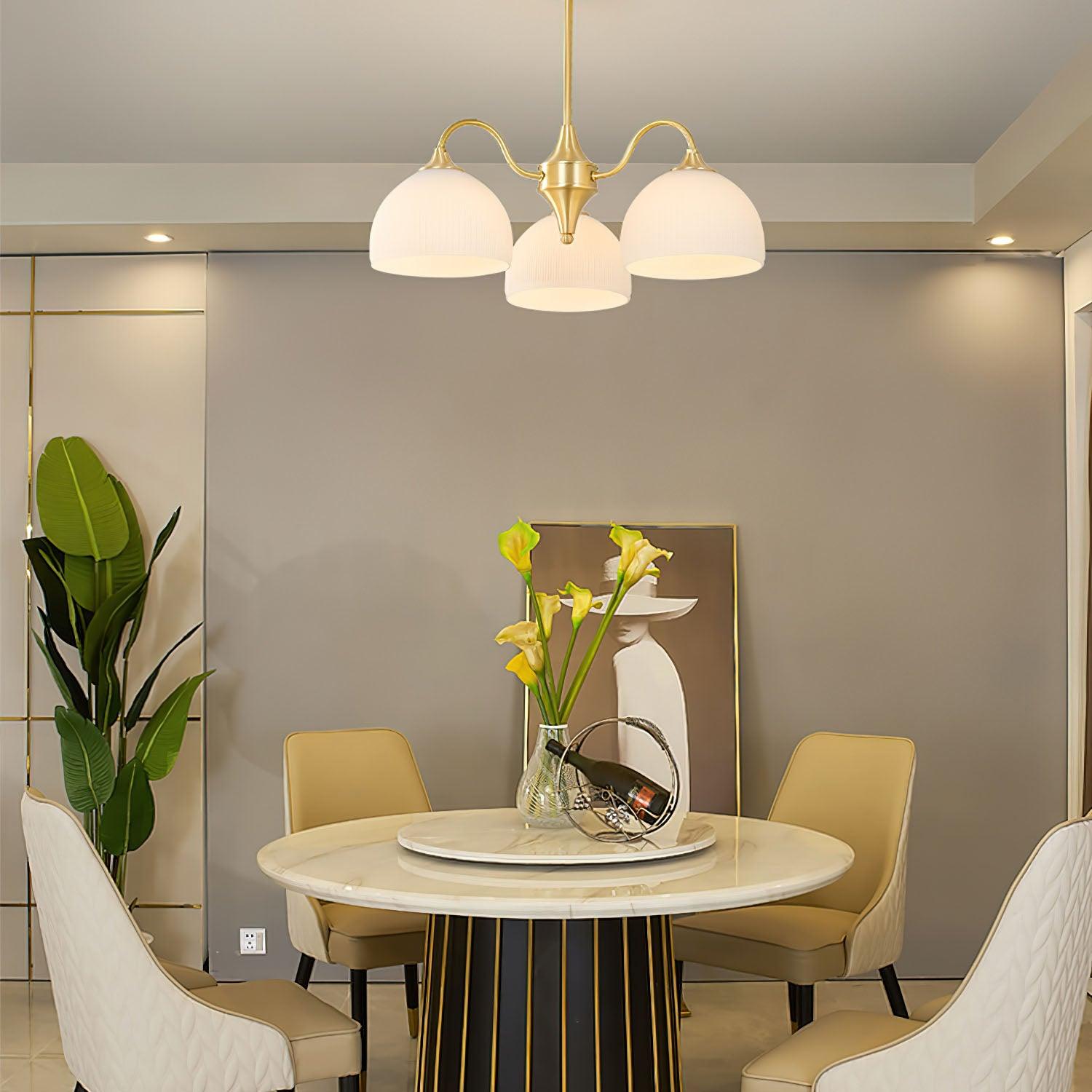 Striped Glass Bowl Chandelier - Blowlighting
