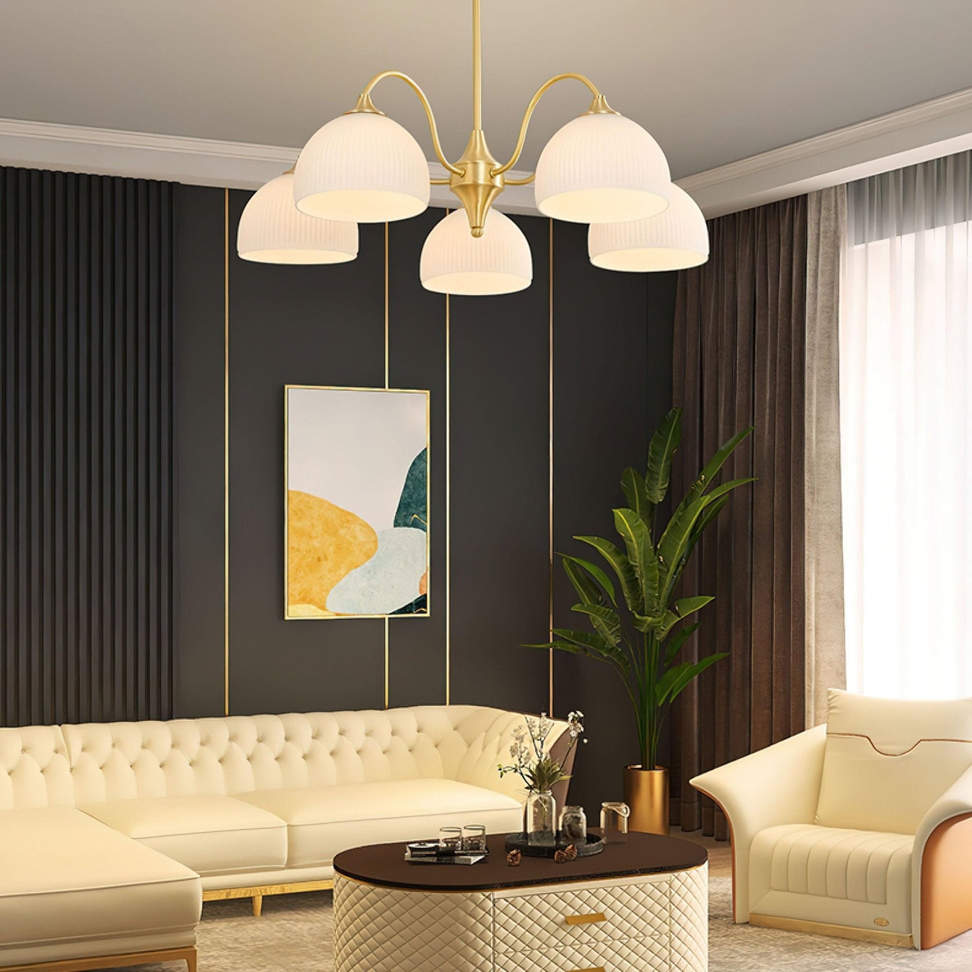 Striped Glass Bowl Chandelier - Blowlighting