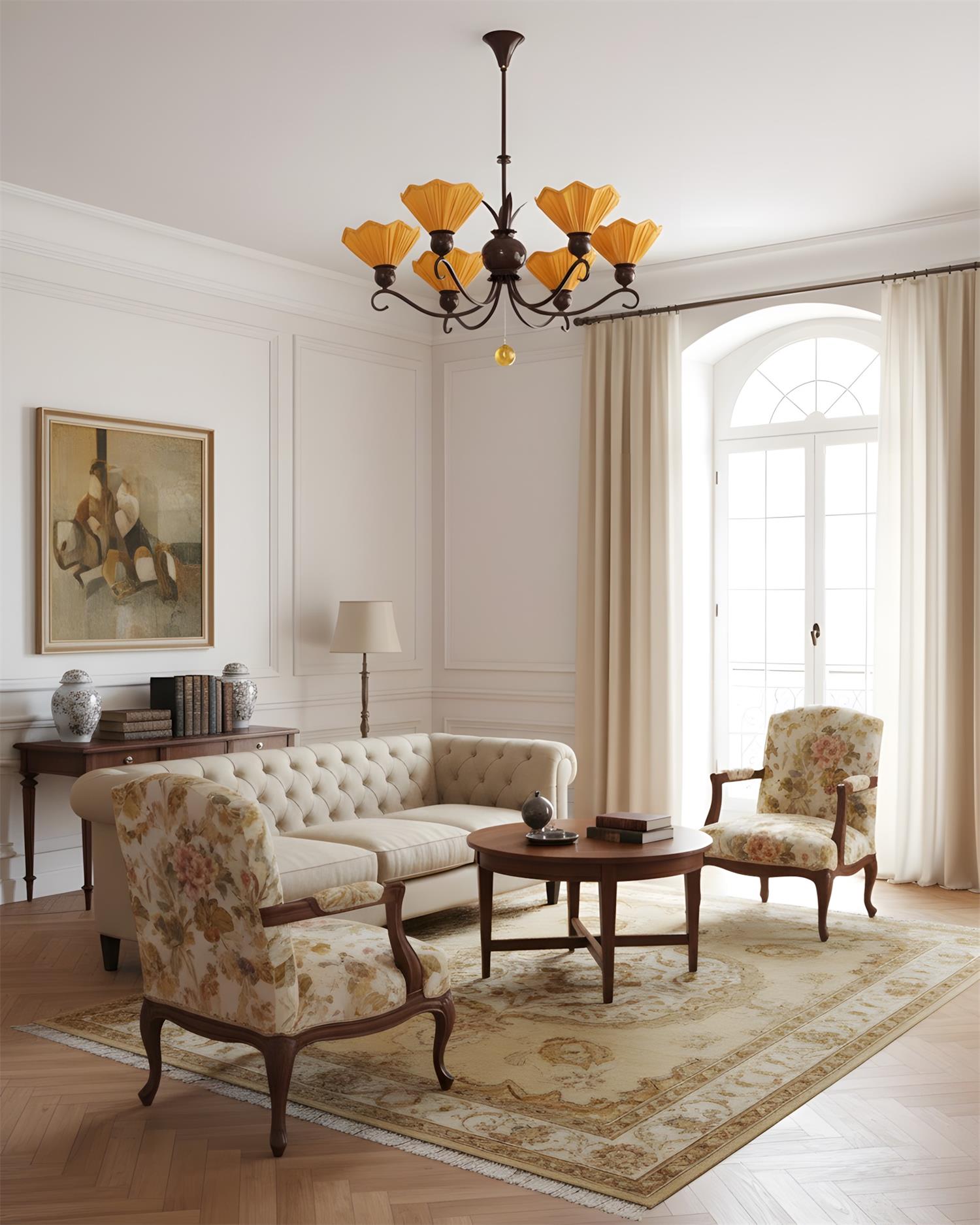 Sunquill Natural Fabric Chandelier