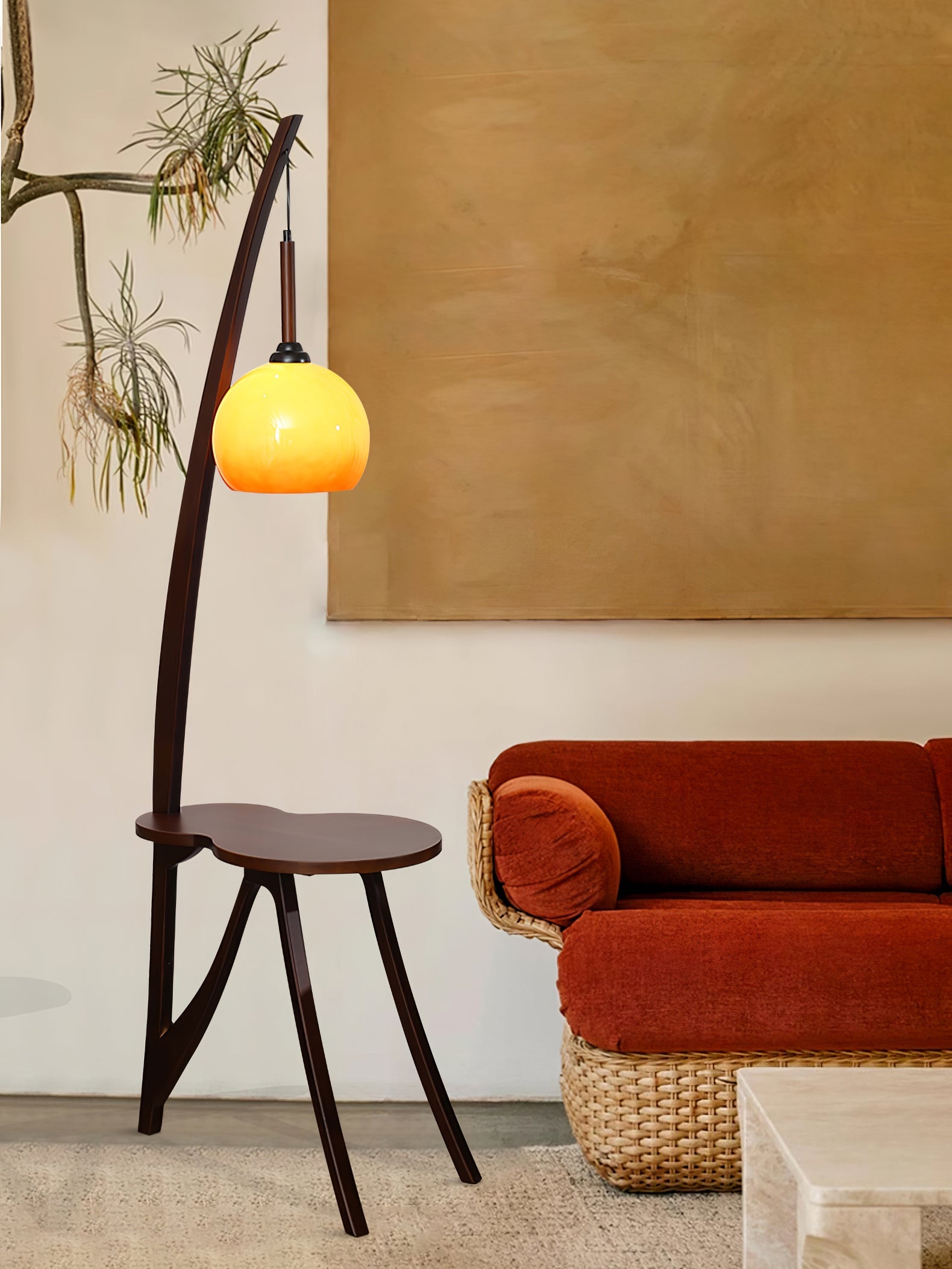 Arc Wood Hanging Floor Lamp - Blowlighting